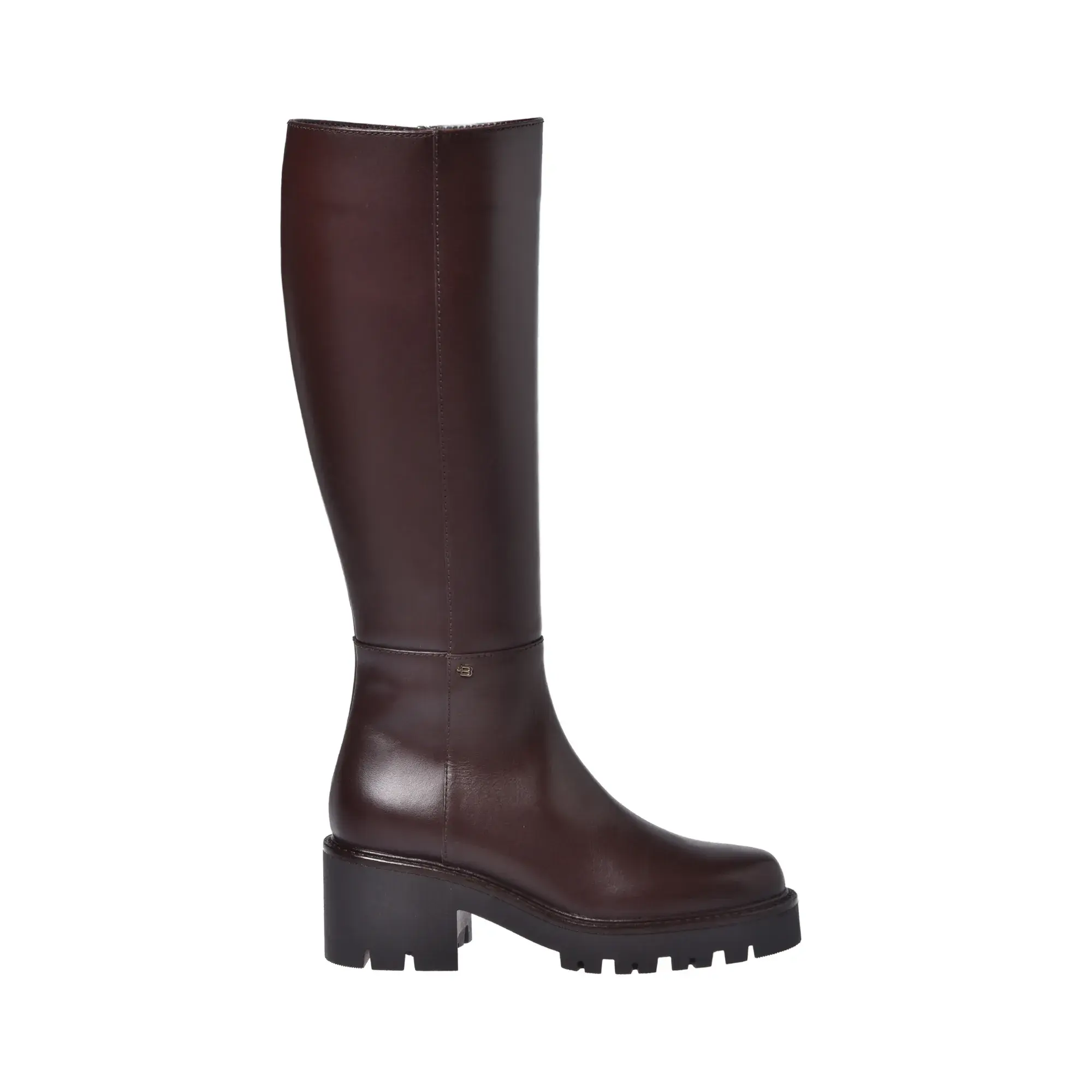 Braune Leder Kniehohe Stiefel