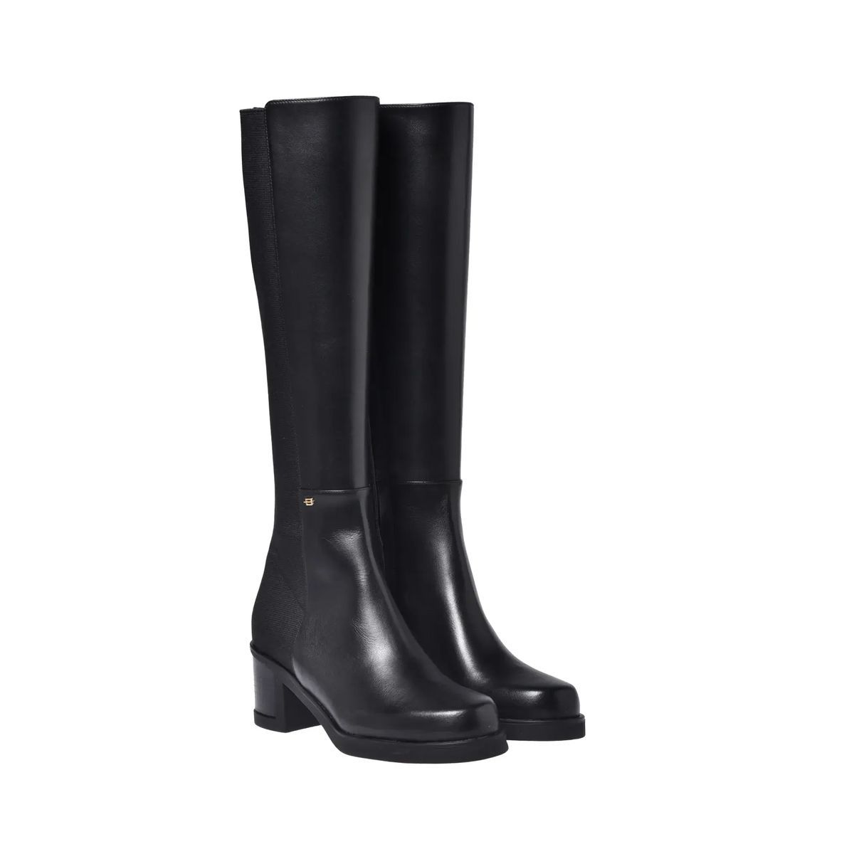 Schwarze Kniehohe Stiefel aus Leder