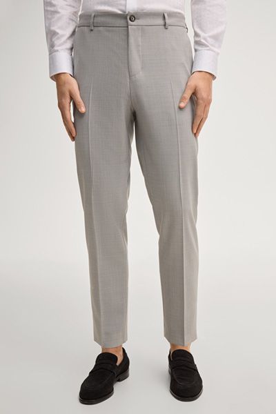 Carl Gross River Grau Meliert Slim-Fit Anzughose Stretch Wolle