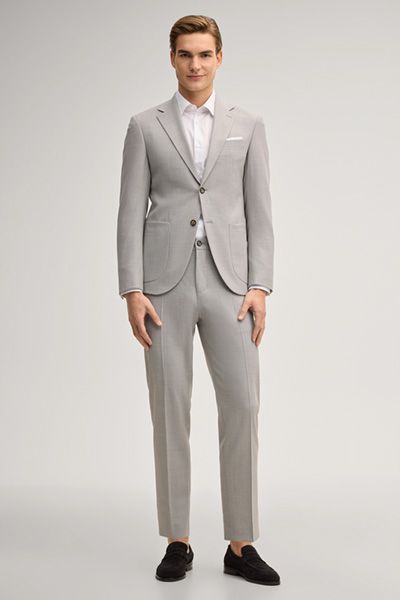 Carl Gross River Grau Meliert Slim-Fit Anzughose Stretch Wolle