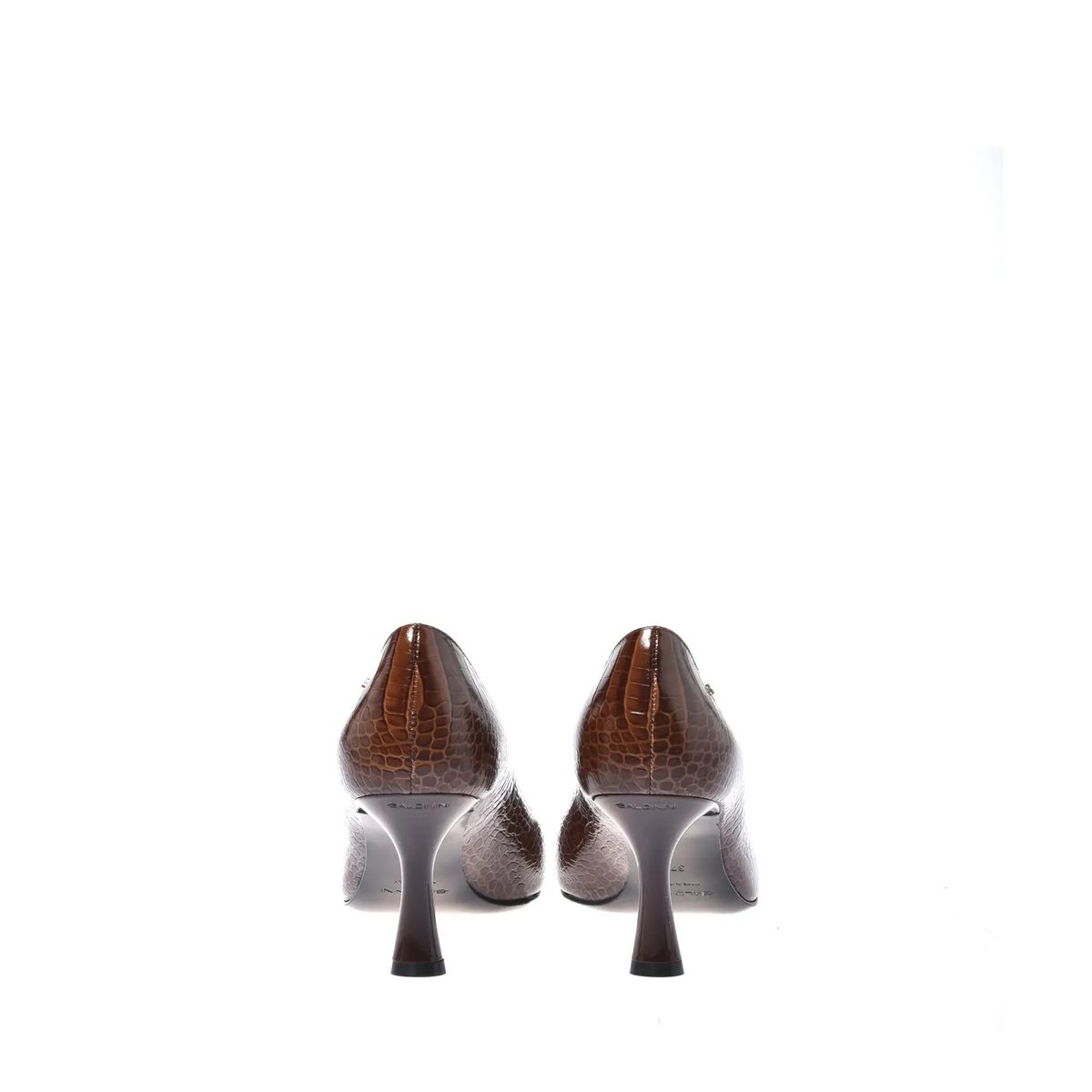 Pumps mit Kroko-Print und spitzer Zehenpartie