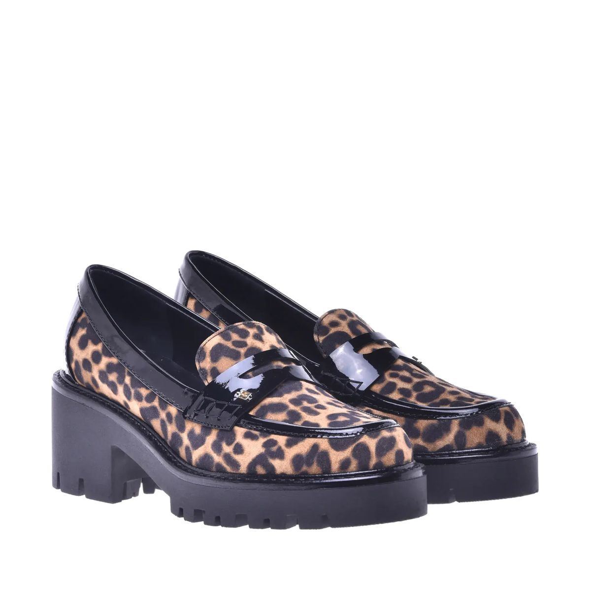 Loafer mit Leopardenmuster und Plateausohle