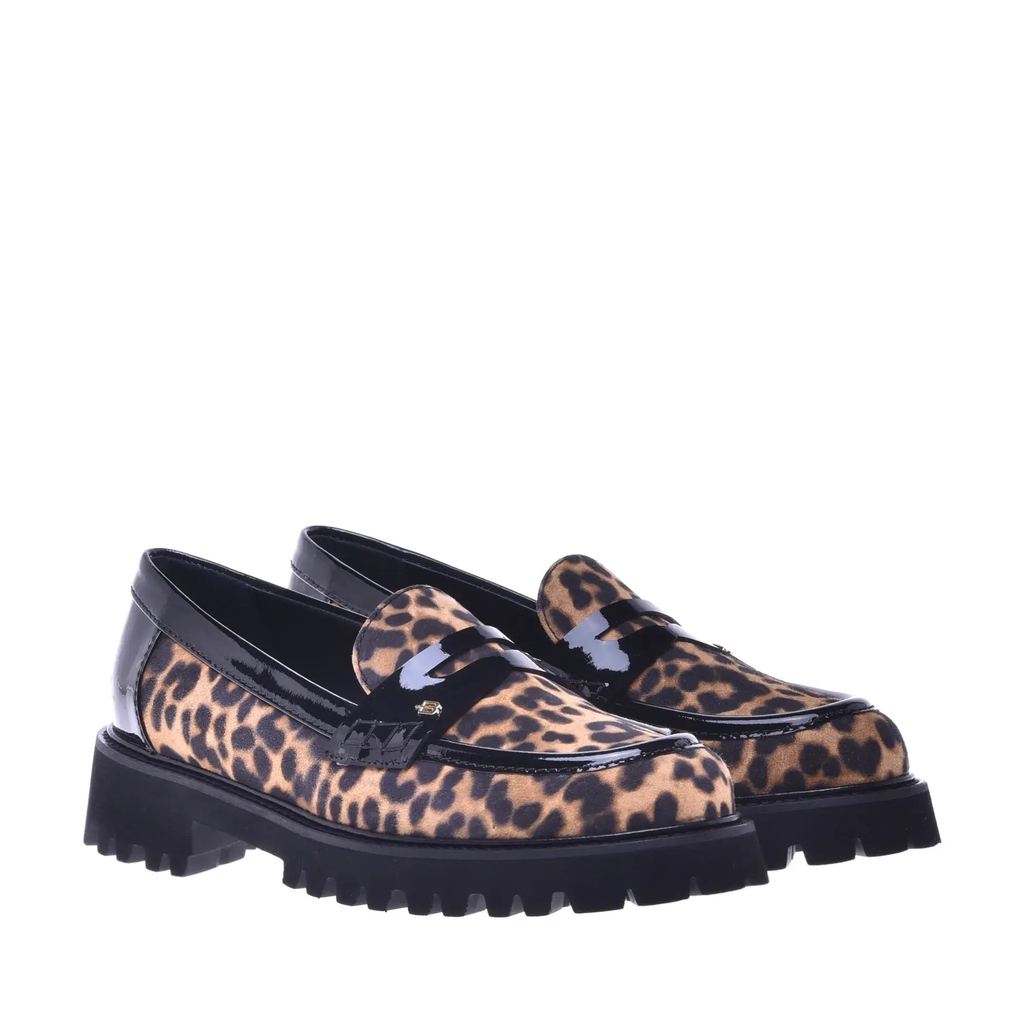 Loafer mit Leopardenmuster und Profilsohle