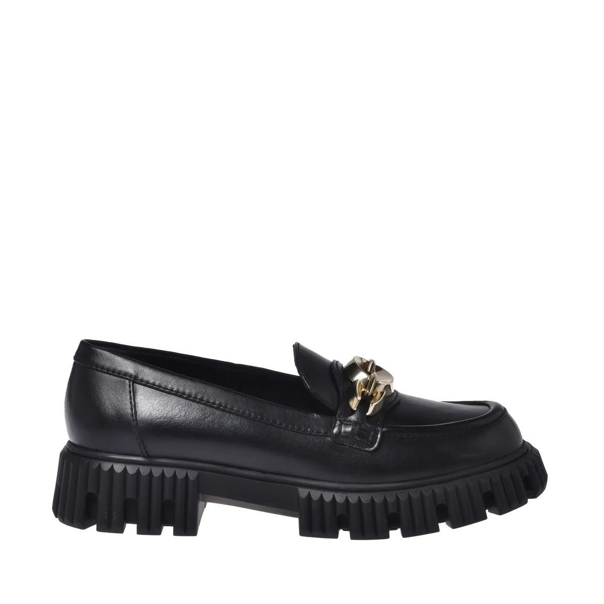 Schwarze Klobige Loafer mit Kettendetail