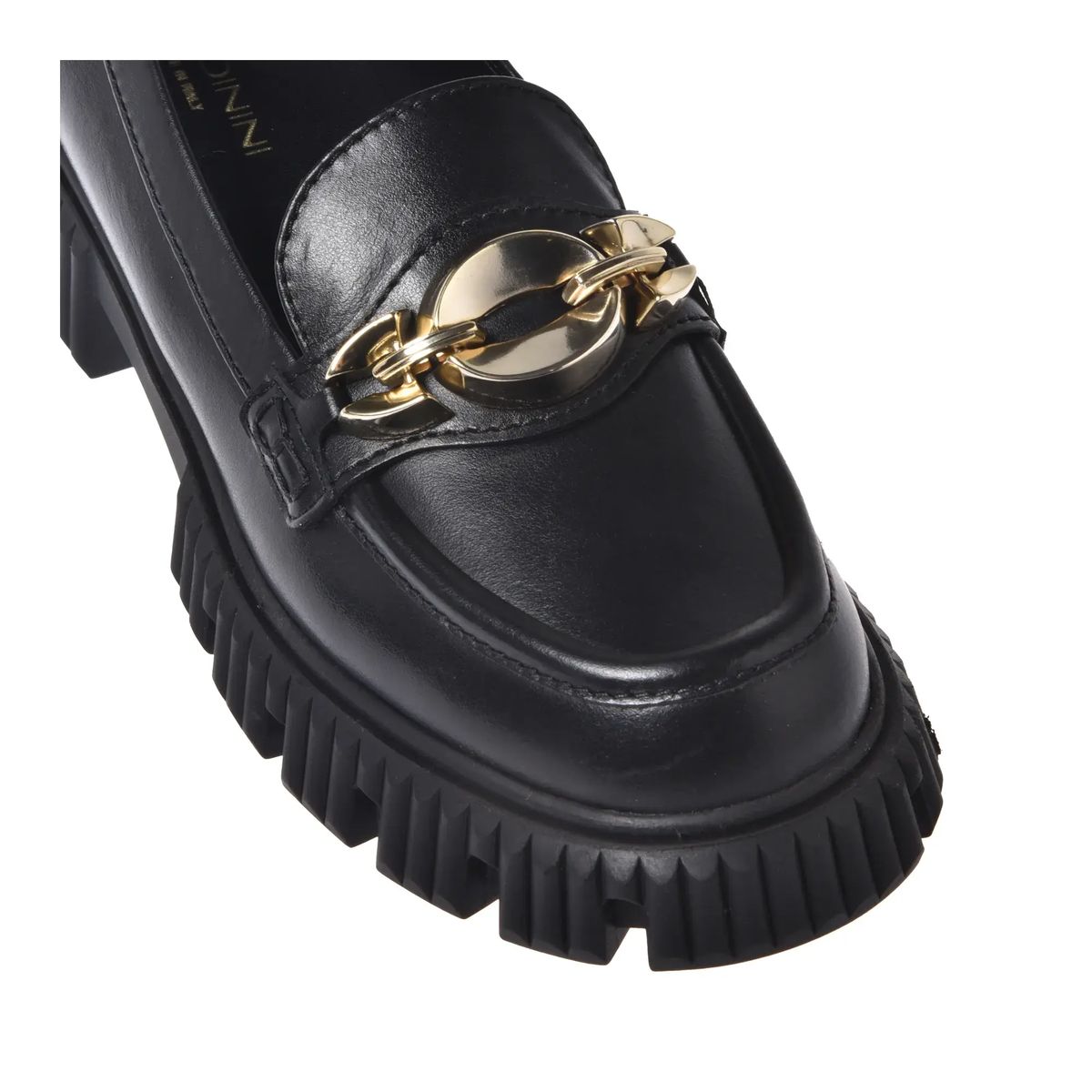 Schwarze Klobige Loafer mit Kettendetail