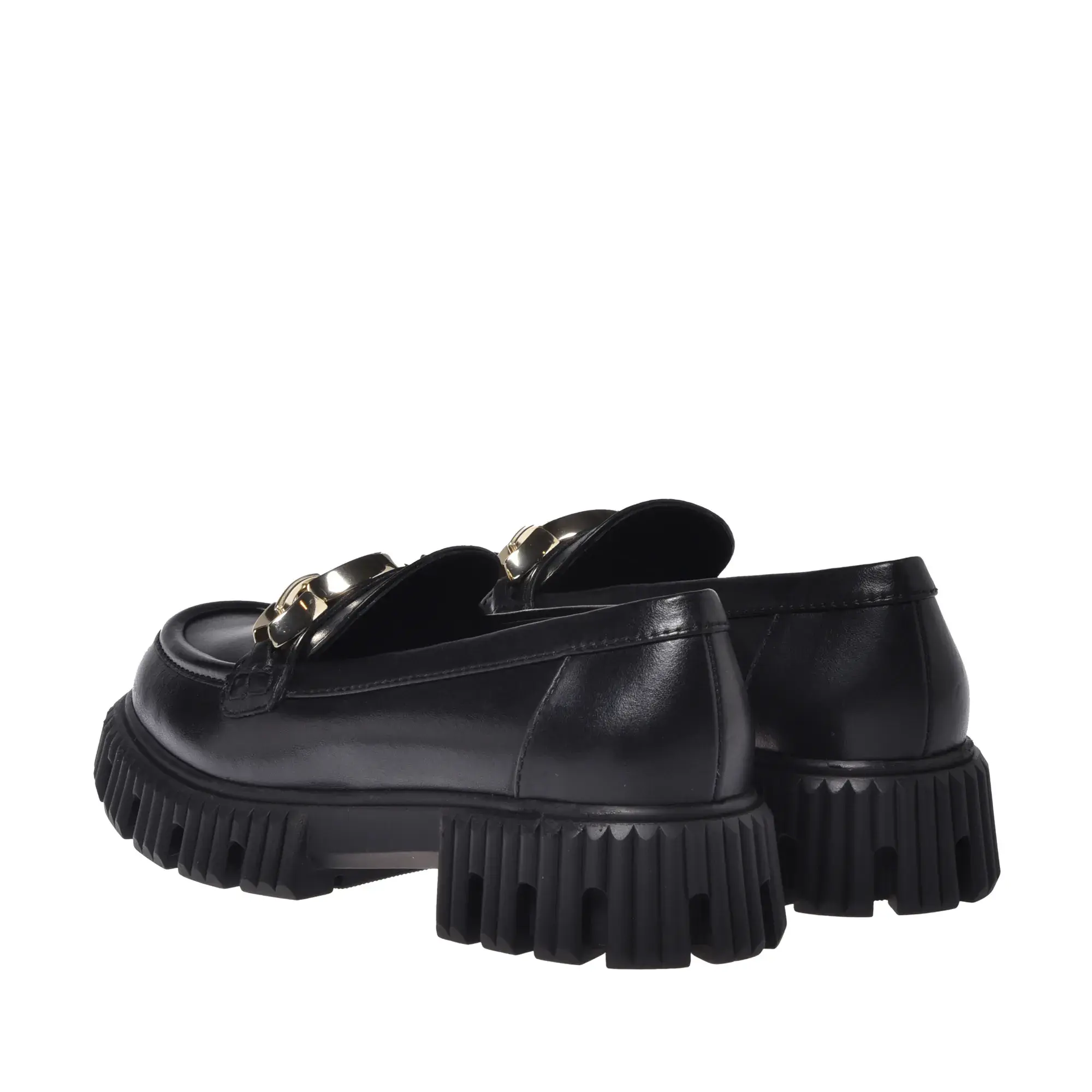 Schwarze Klobige Loafer mit Kettendetail