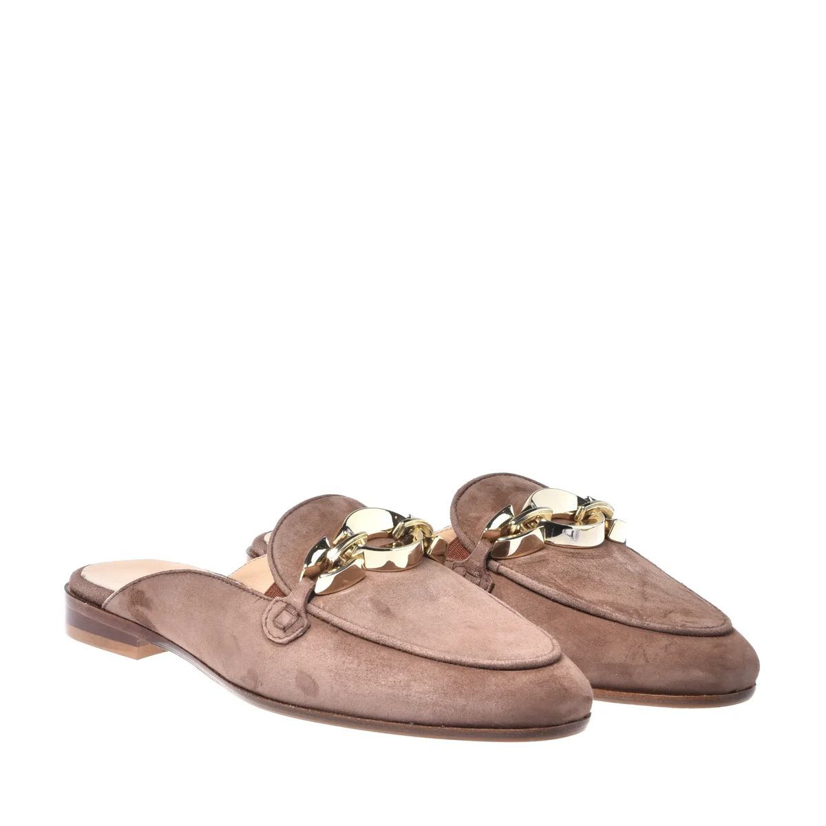 Wildleder-Mules mit Kettendetail