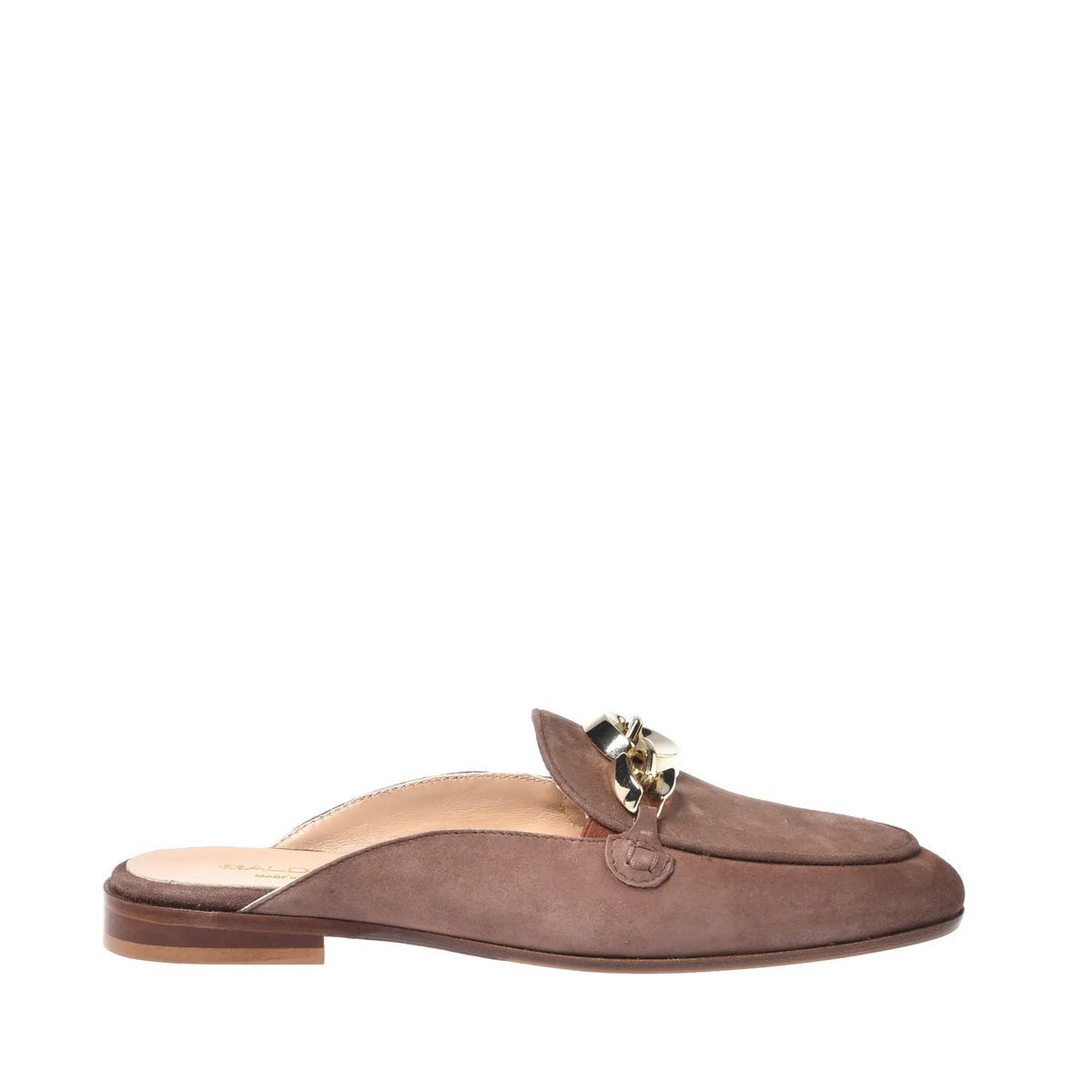 Wildleder-Mules mit Kettendetail