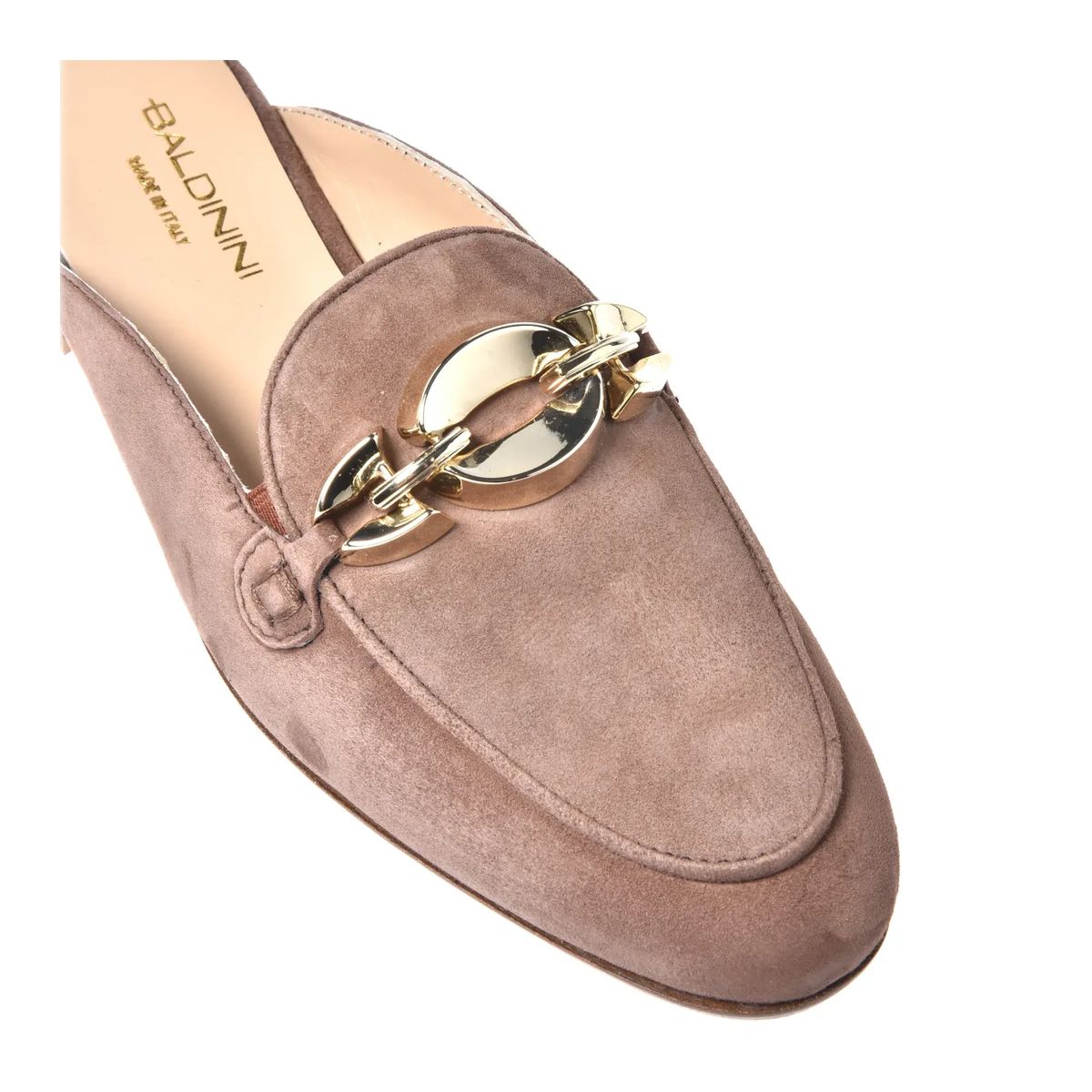 Wildleder-Mules mit Kettendetail