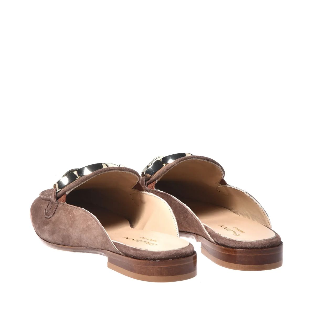 Wildleder-Mules mit Kettendetail