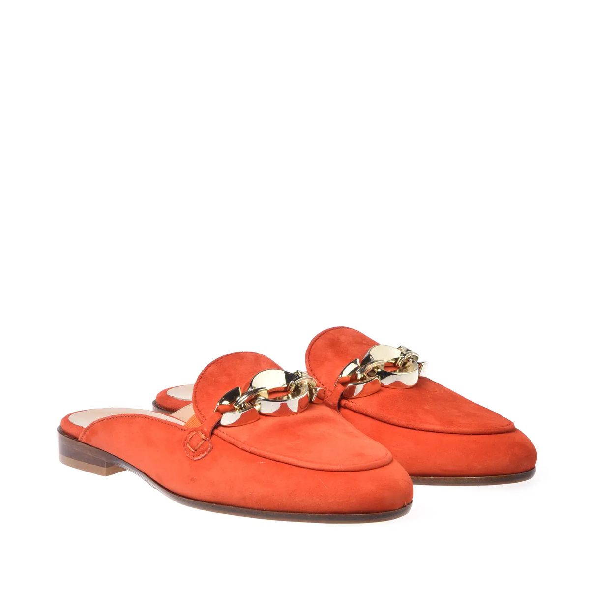 Suede Slipper Loafer mit Kettendetail