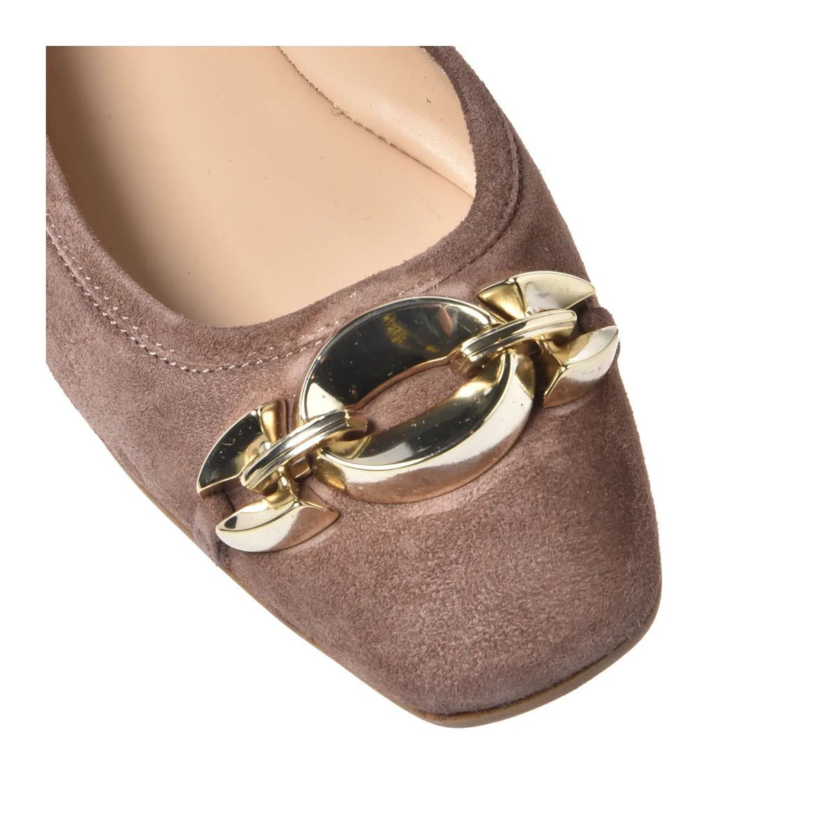 Wildleder Ballerinas mit Kettendetail