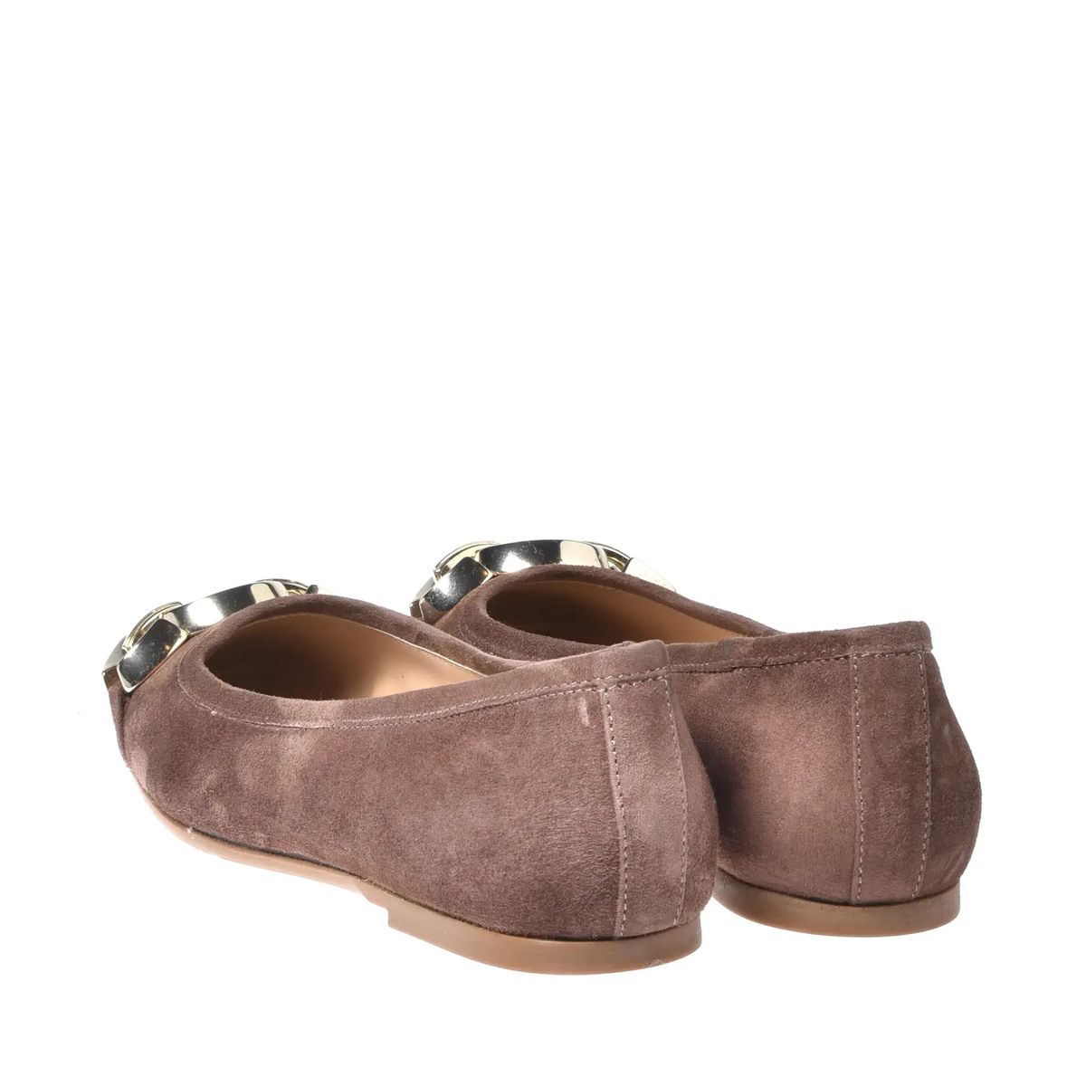Wildleder Ballerinas mit Kettendetail