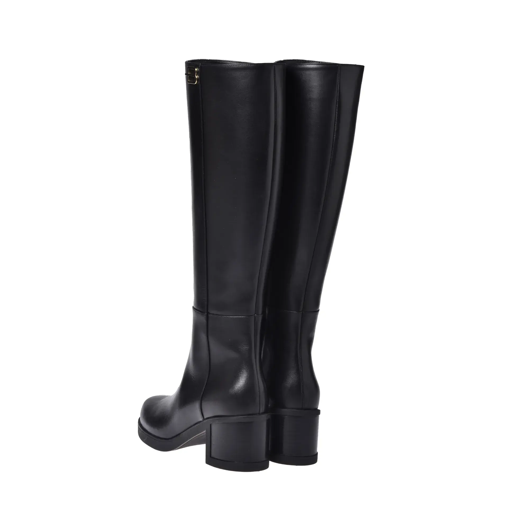Schwarze Leder Kniehohe Stiefel