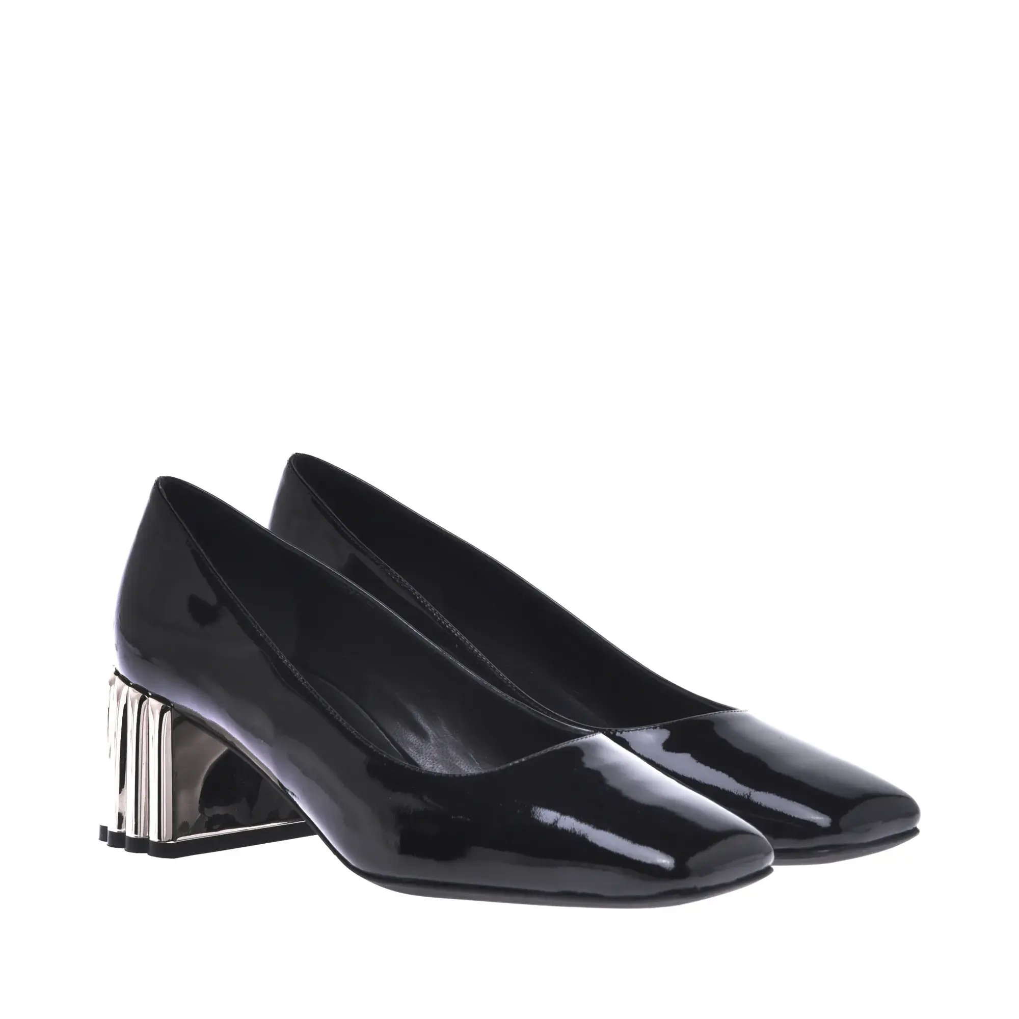 Schwarze Lackleder Pumps mit Blockabsatz