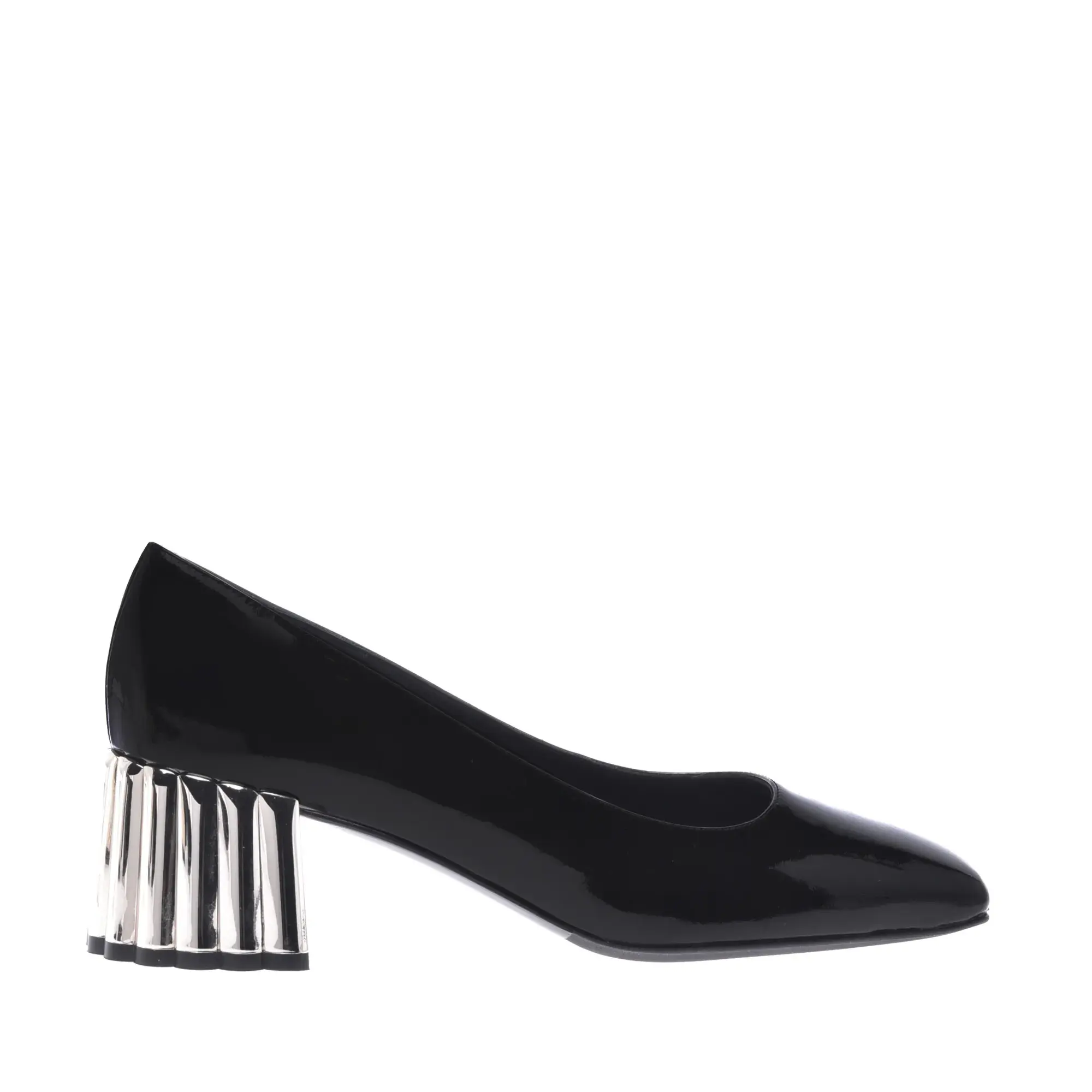 Schwarze Lackleder Pumps mit Blockabsatz