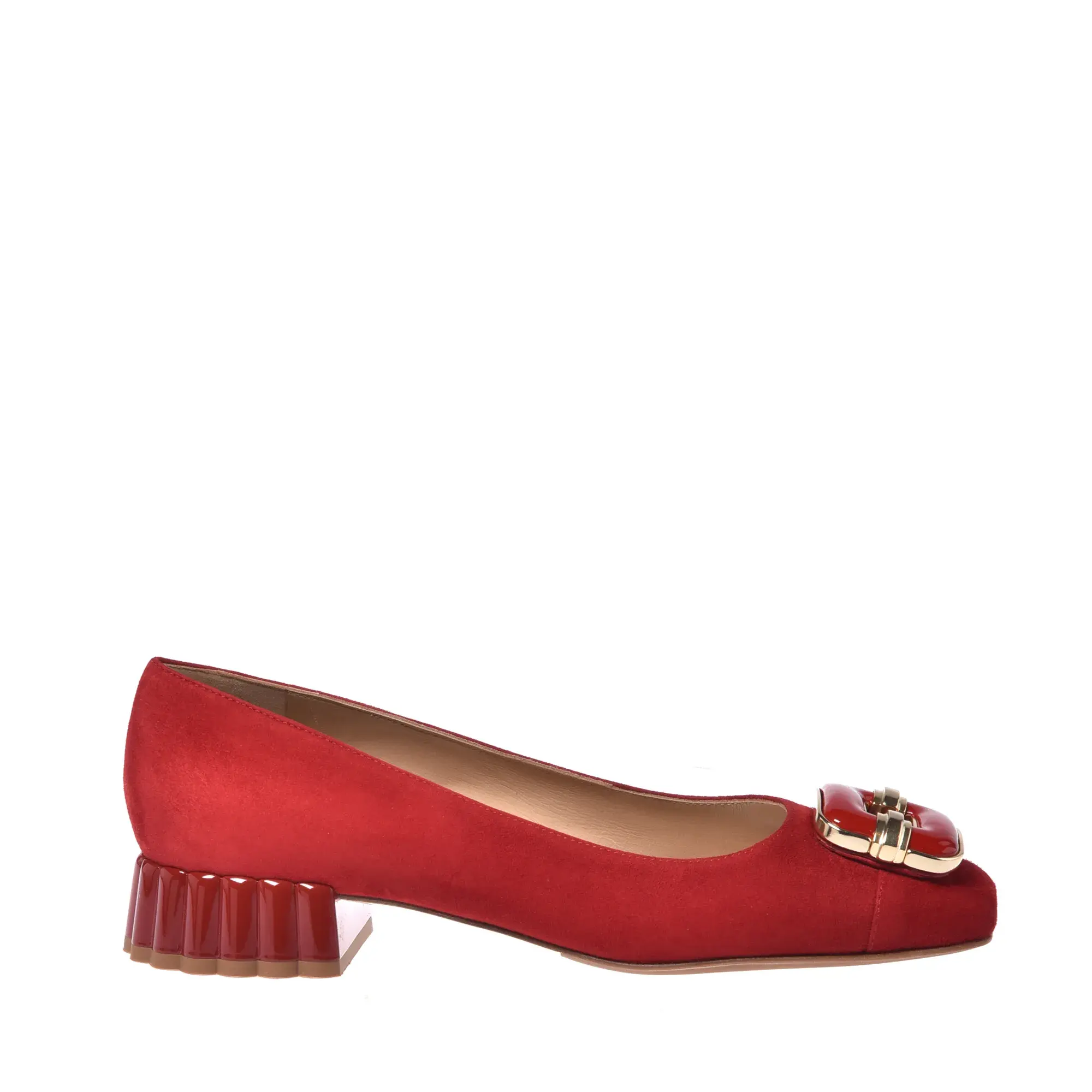 Rote Wildleder Blockabsatz Pumps