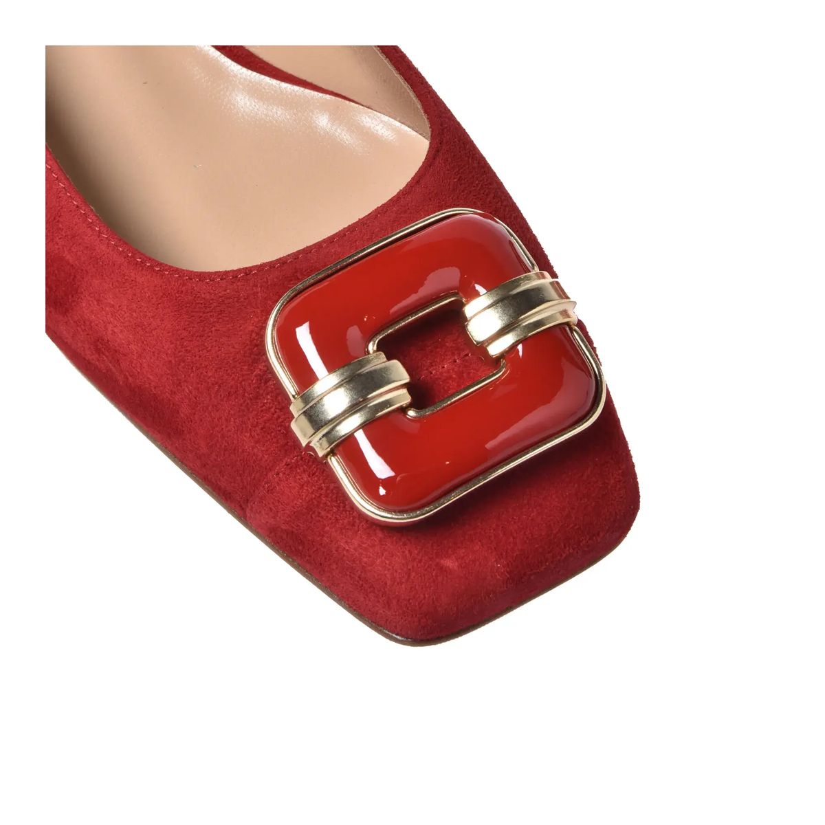 Rote Wildleder Blockabsatz Pumps