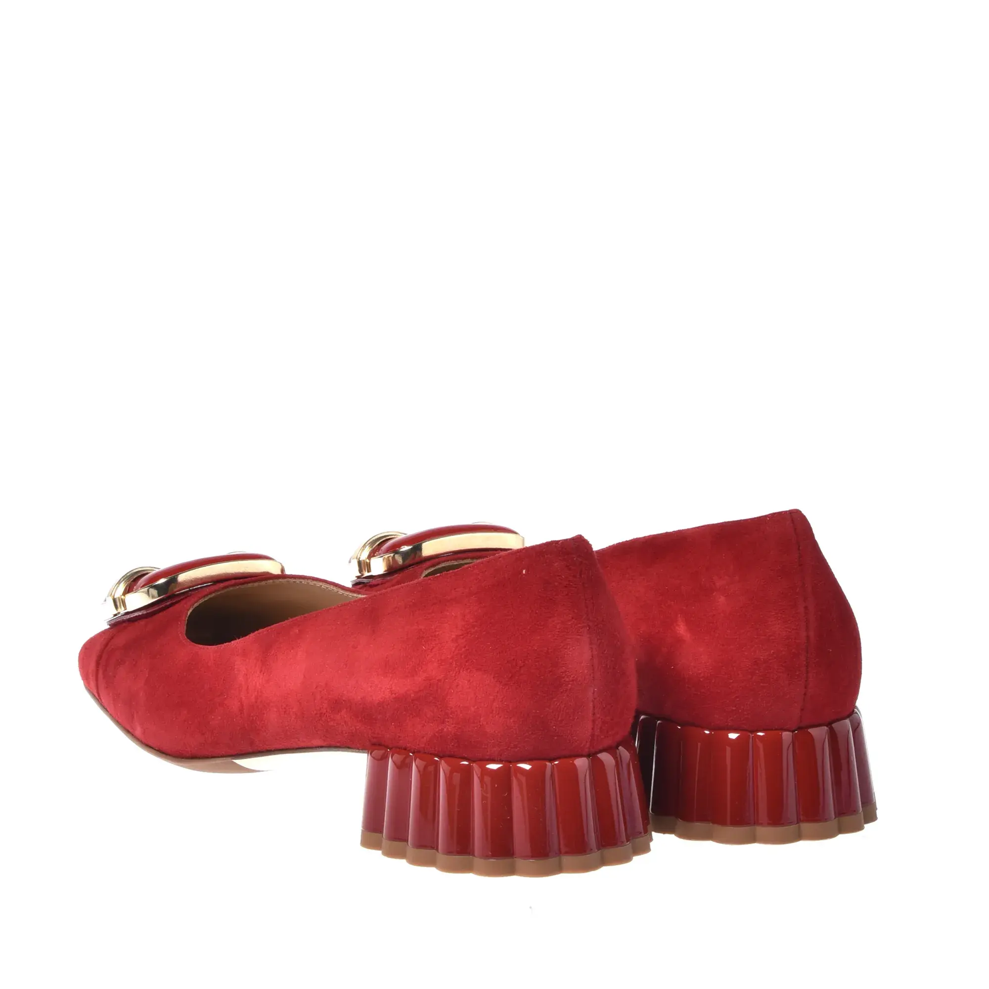 Rote Wildleder Blockabsatz Pumps