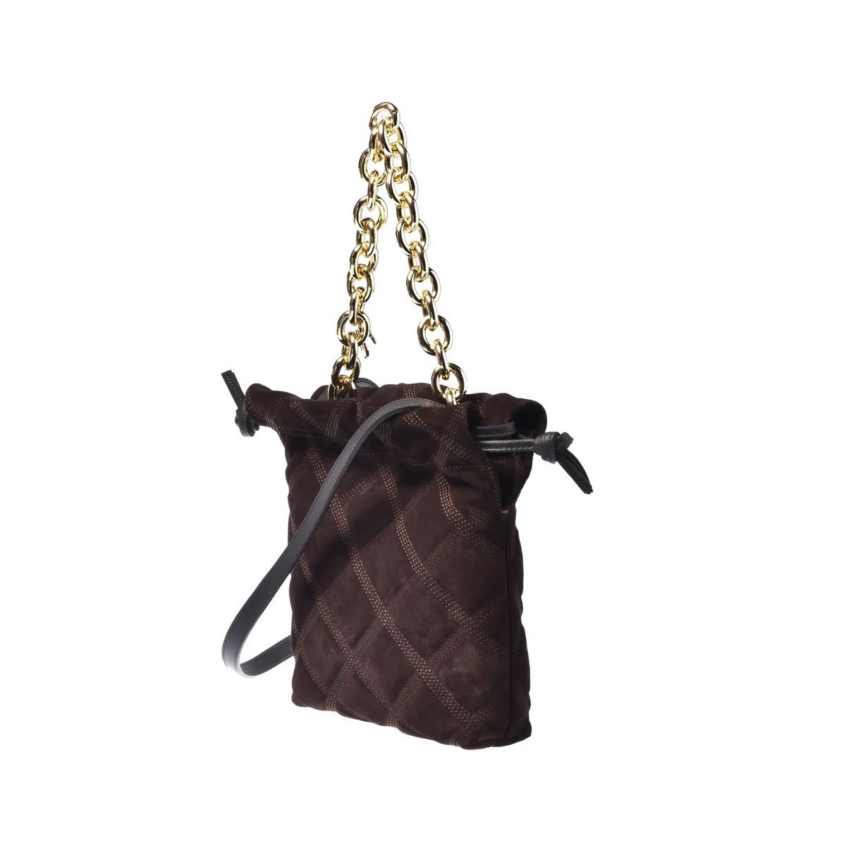 Bucket Bag aus gestepptem Wildleder