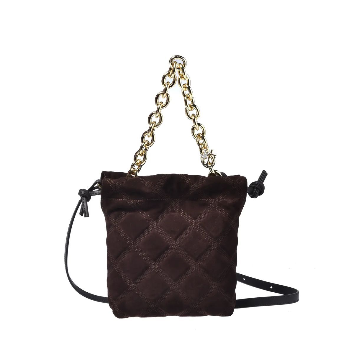 Bucket Bag aus gestepptem Wildleder