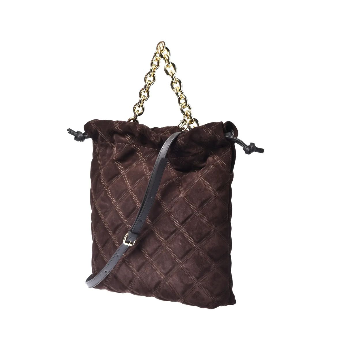 Gesteppter Wildleder-Beutel mit Kette