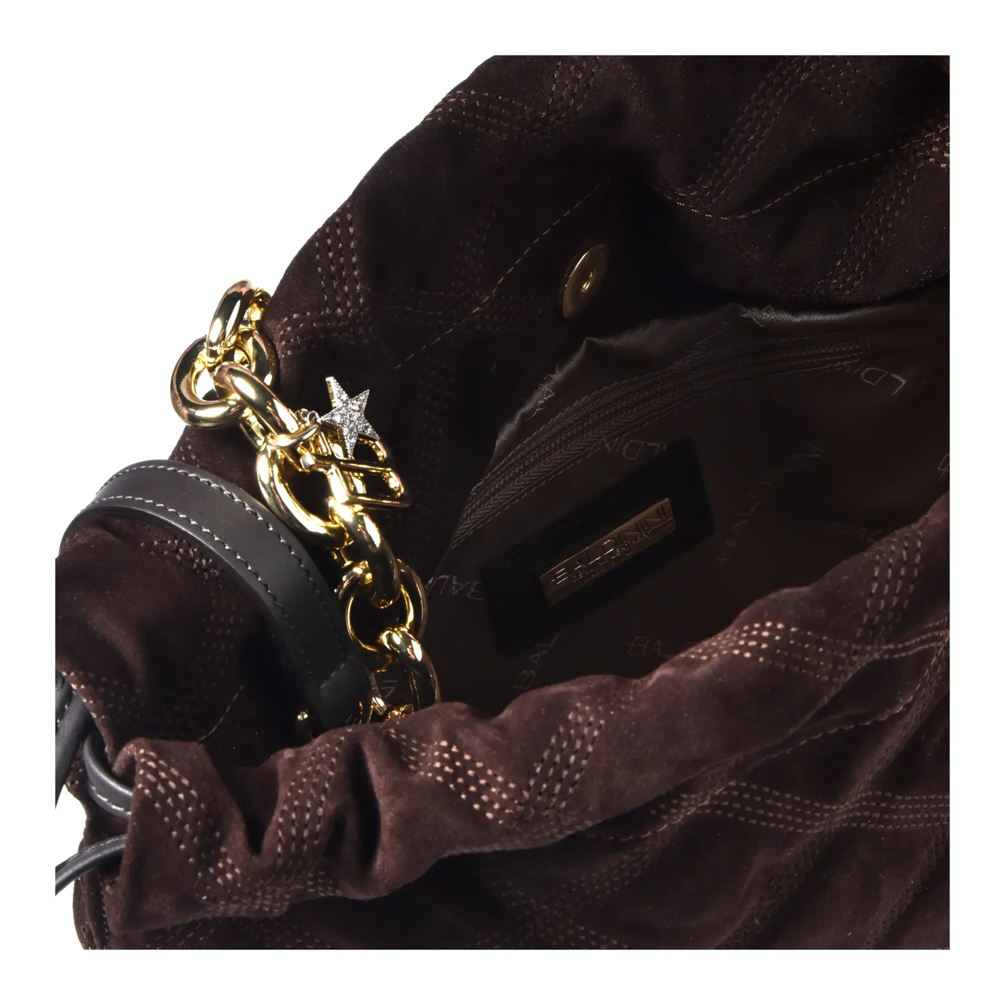 Gesteppter Wildleder-Beutel mit Kette
