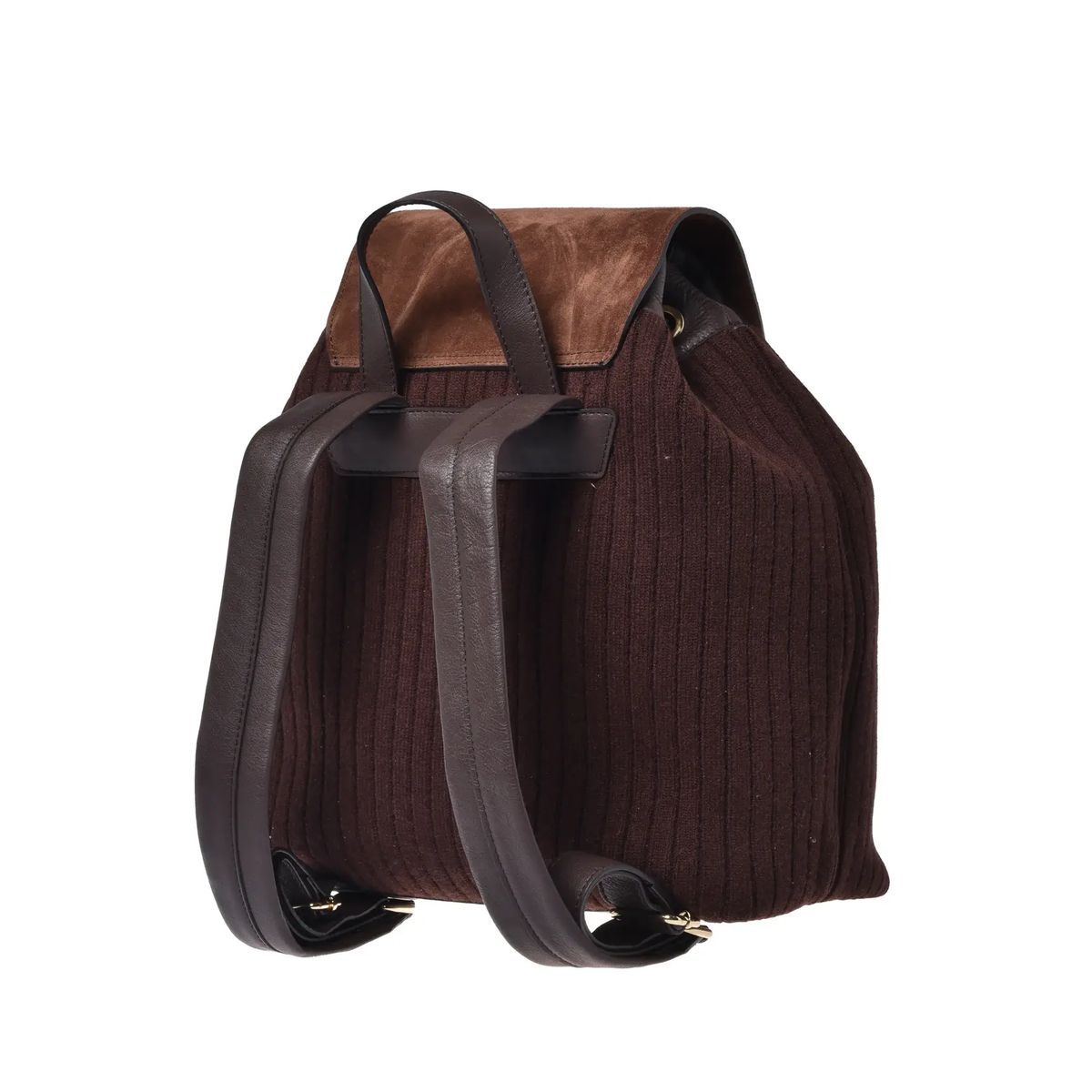 Brauner Rucksack aus Wildleder und Strick
