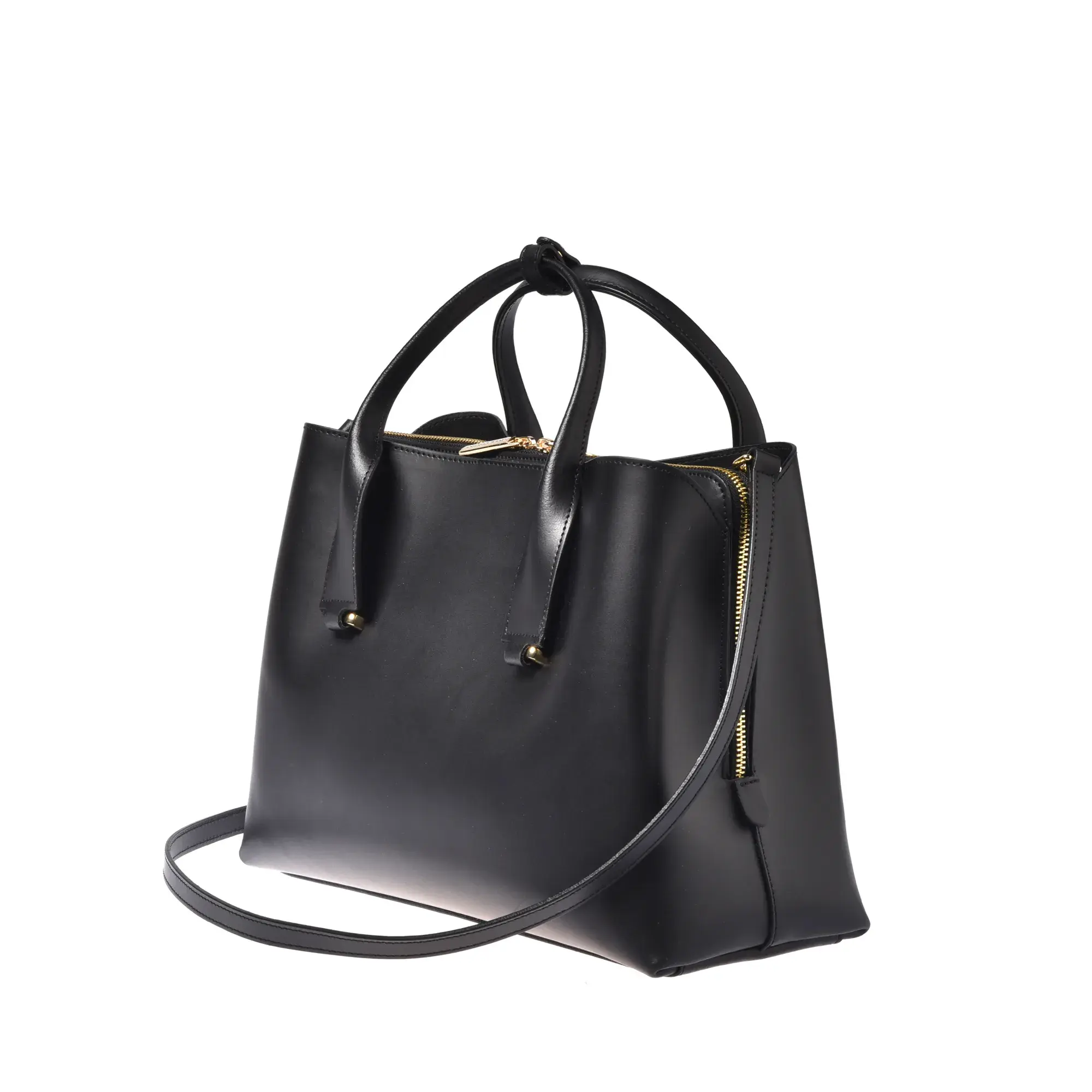 Strukturierte Lederhandtasche mit Henkel