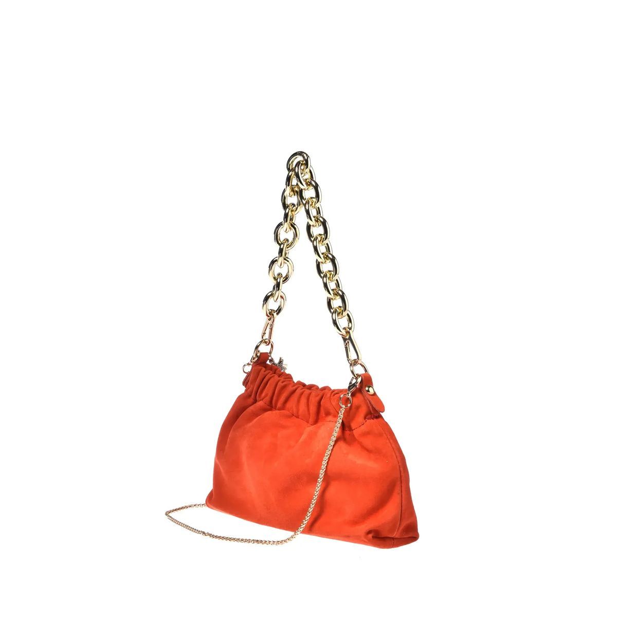 Orange Wildleder Schultertasche mit Kette