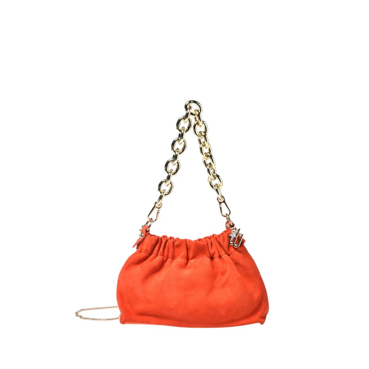 Orange Wildleder Schultertasche mit Kette