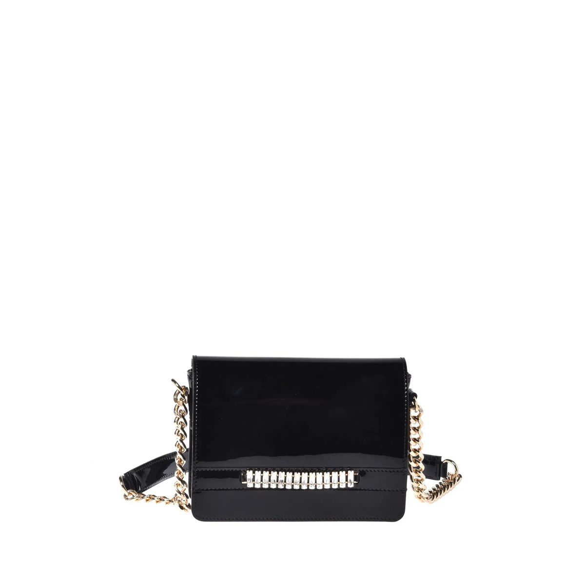 Schwarze Crossbody-Tasche aus Lackleder