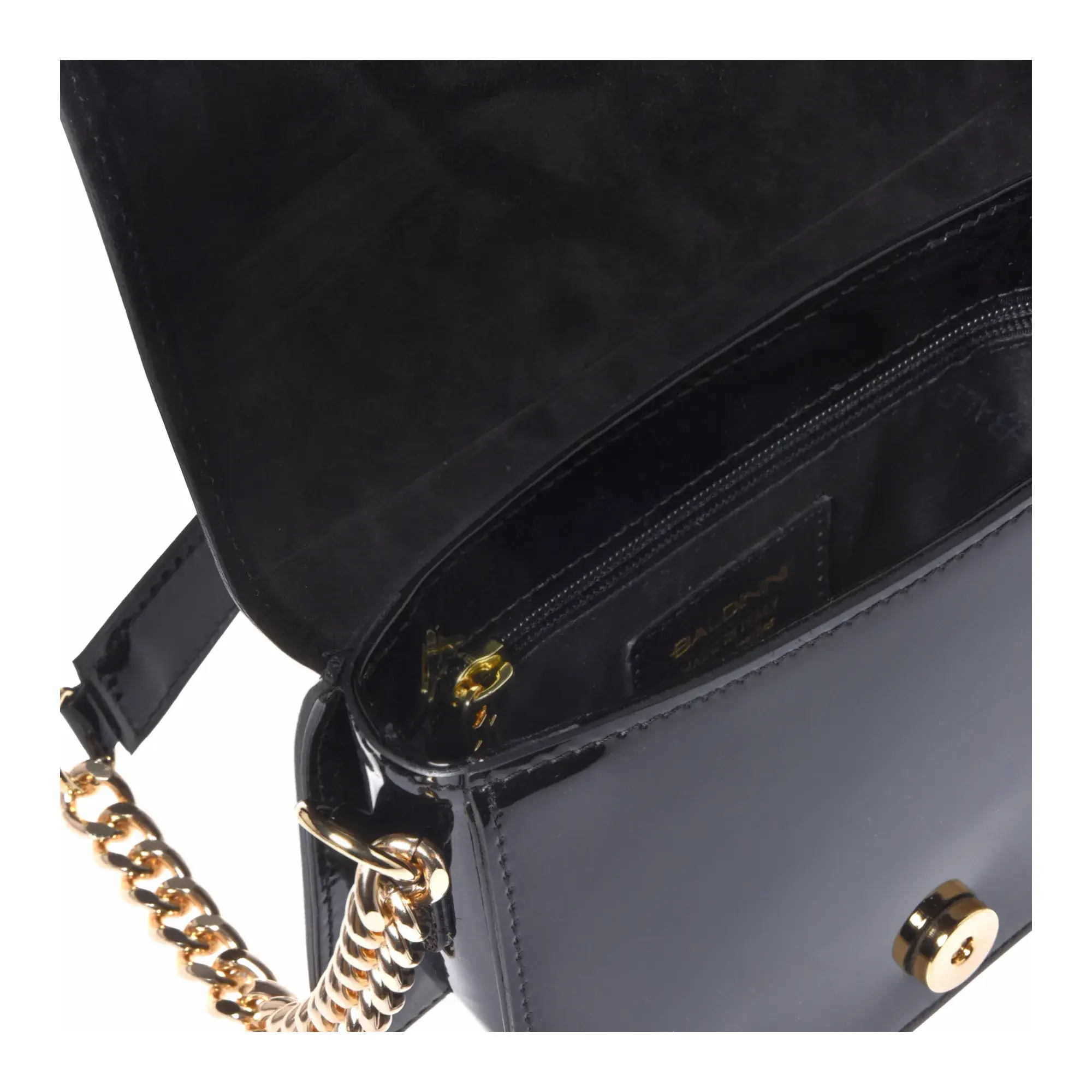 Schwarze Crossbody-Tasche aus Lackleder