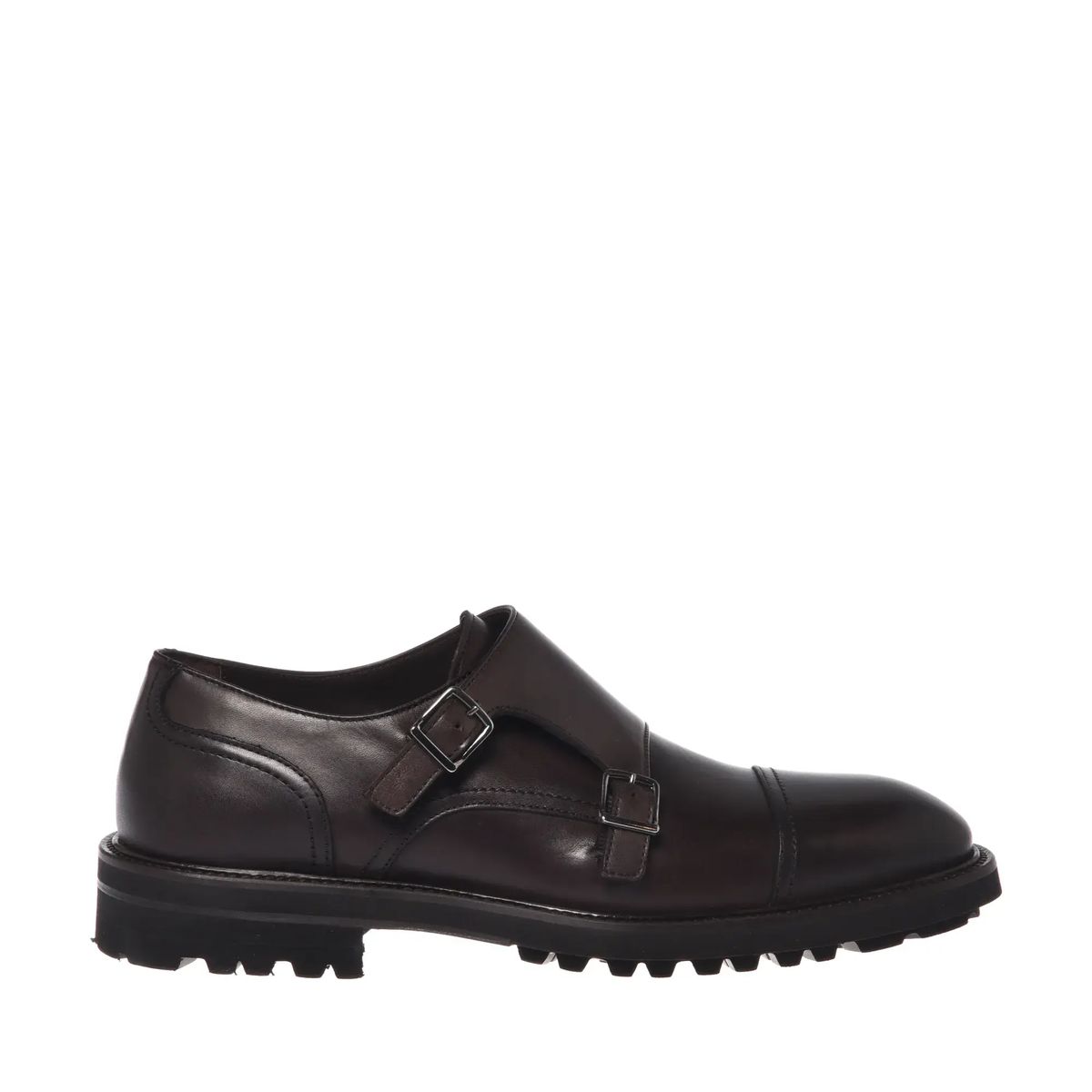 Braune Leder Doppel Monk Strap Schuhe