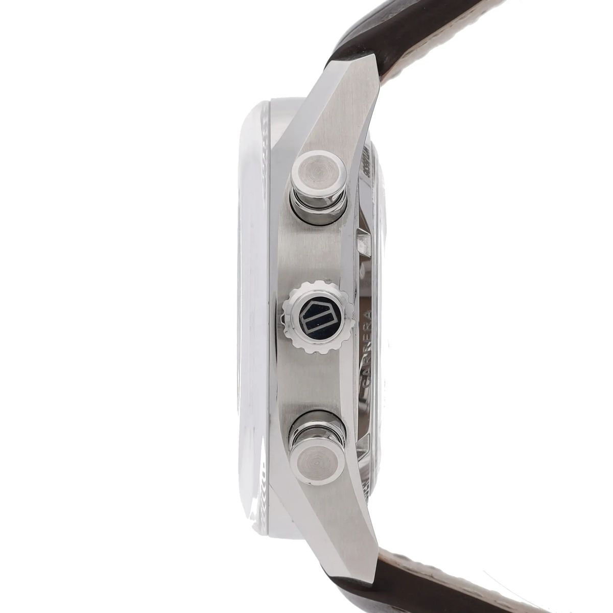 Silberner Chronograph mit Lederarmband