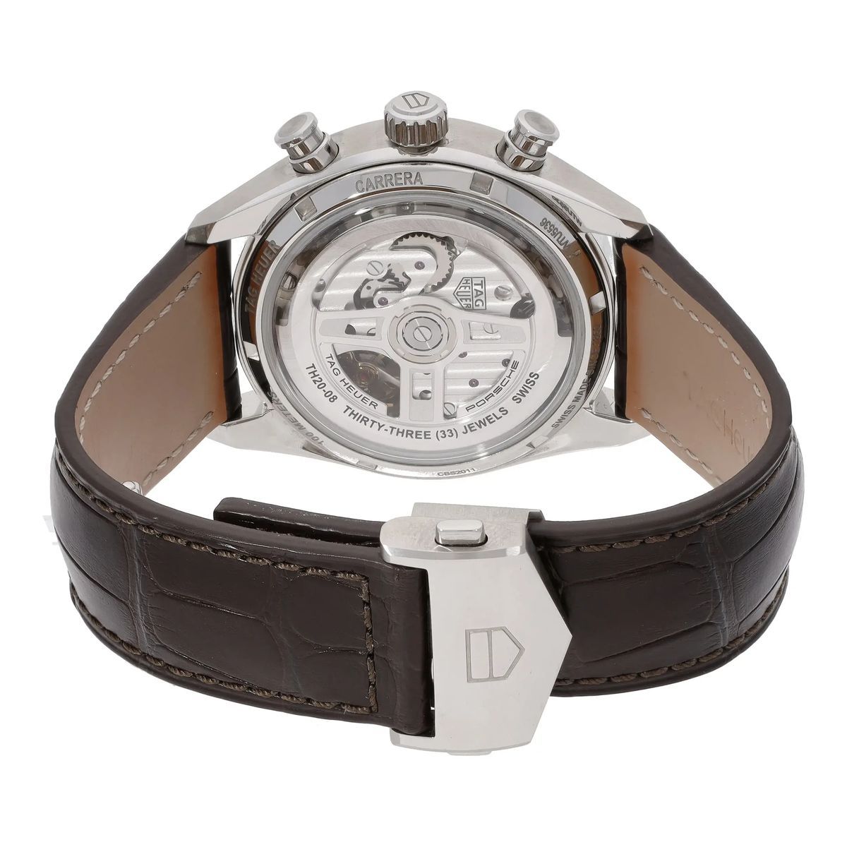 Silberner Chronograph mit Lederarmband
