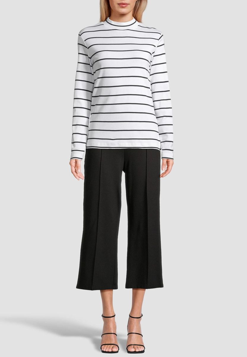 Gestreiftes Langarmshirt mit Stehkragen