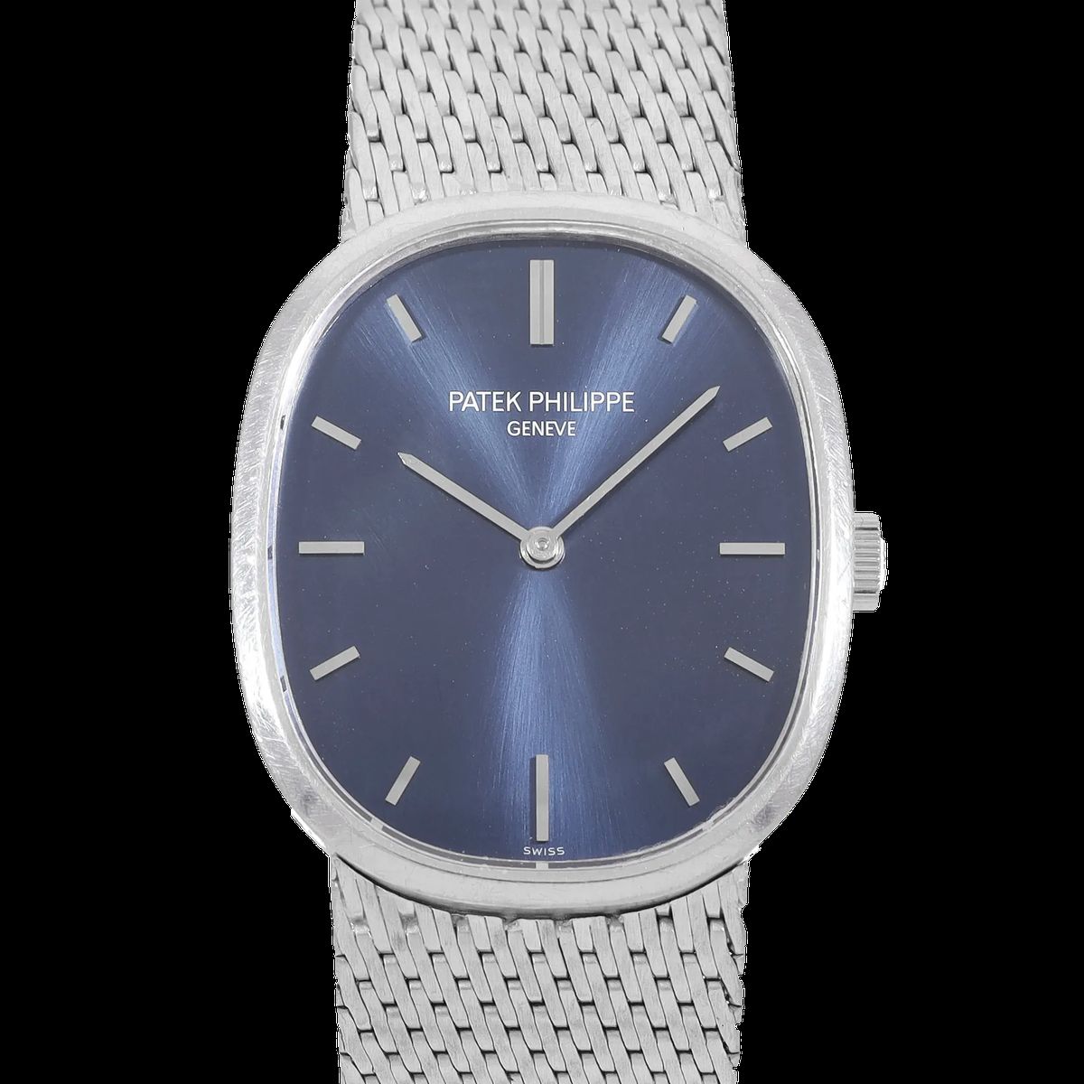 Blaue Ellipse Armbanduhr in Weißgold
