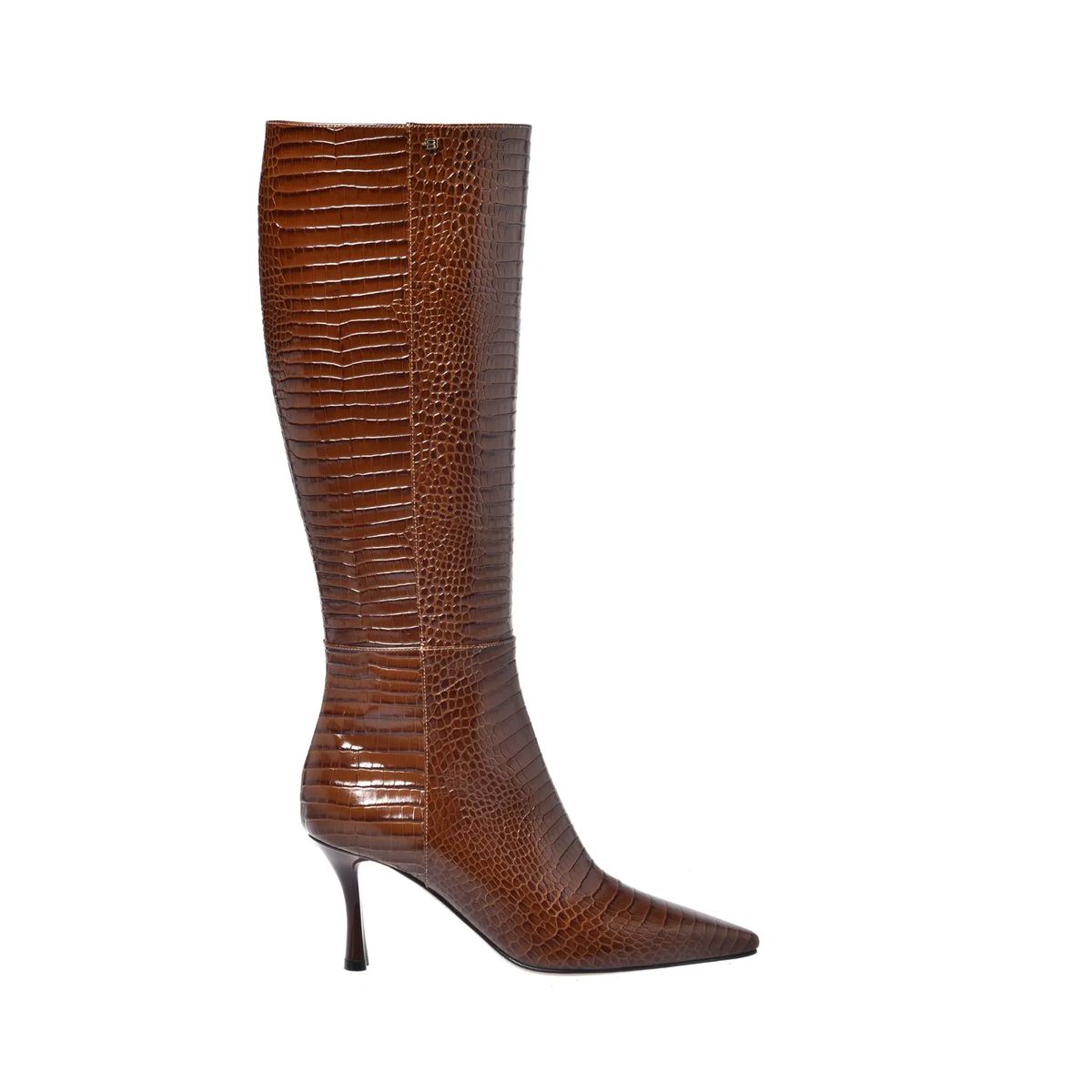 Braune Kniehohe Stiefel mit Kroko-Prägung