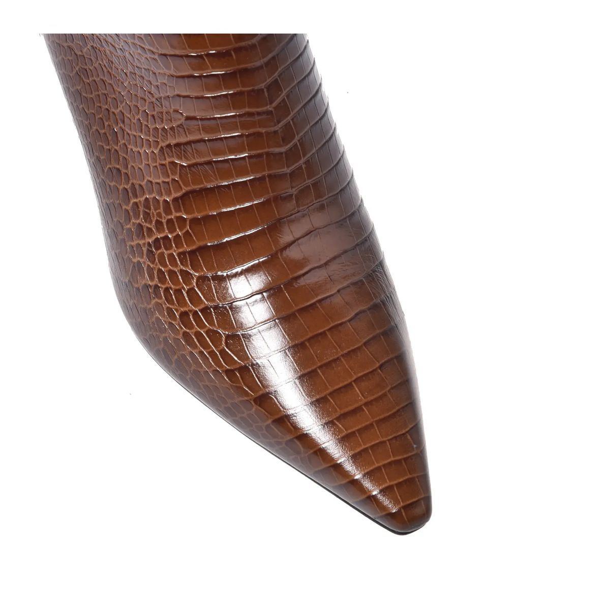 Braune Kniehohe Stiefel mit Kroko-Prägung