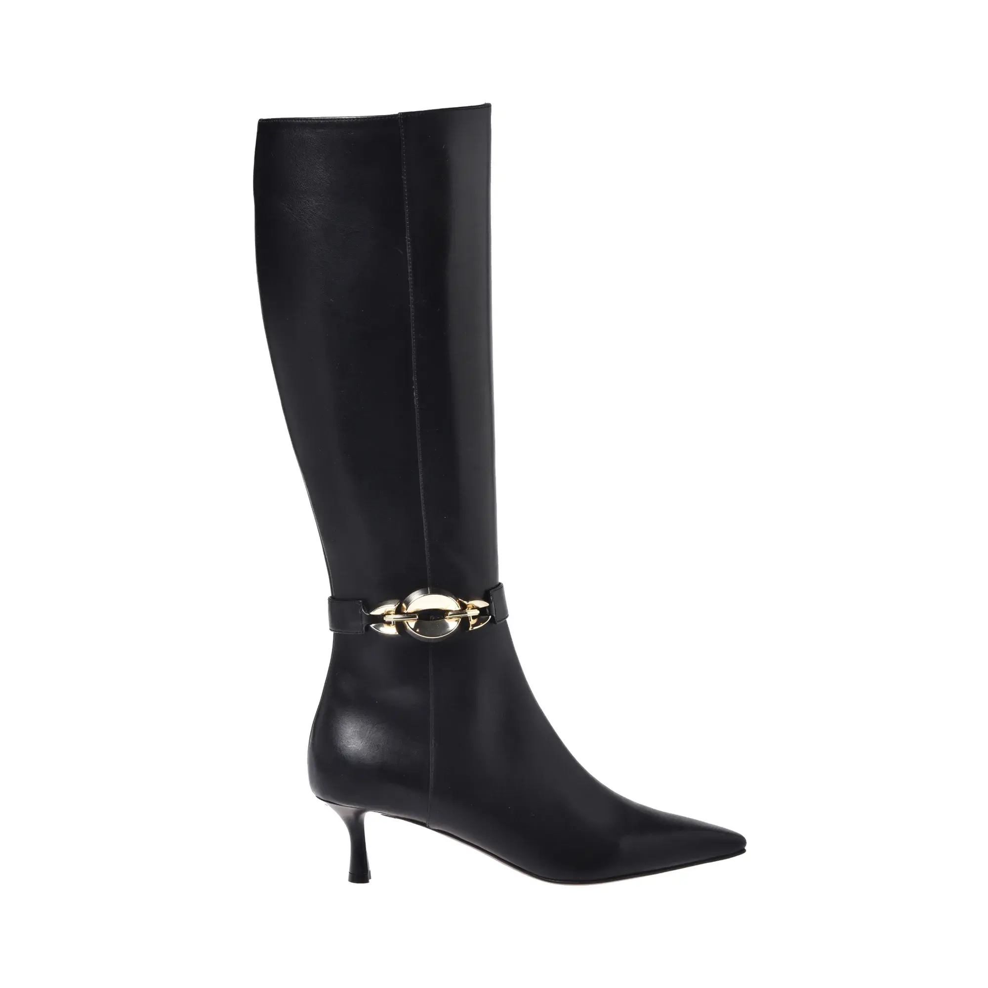 Schwarze Kniehohe Stiefel aus Leder