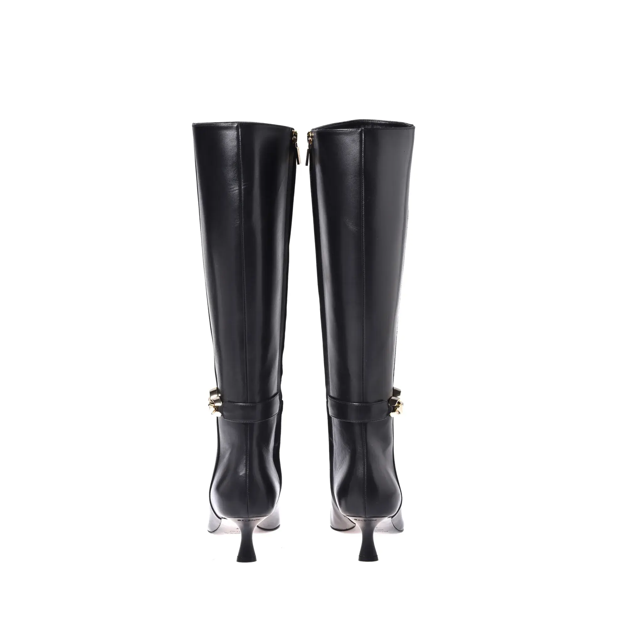 Schwarze Kniehohe Stiefel aus Leder