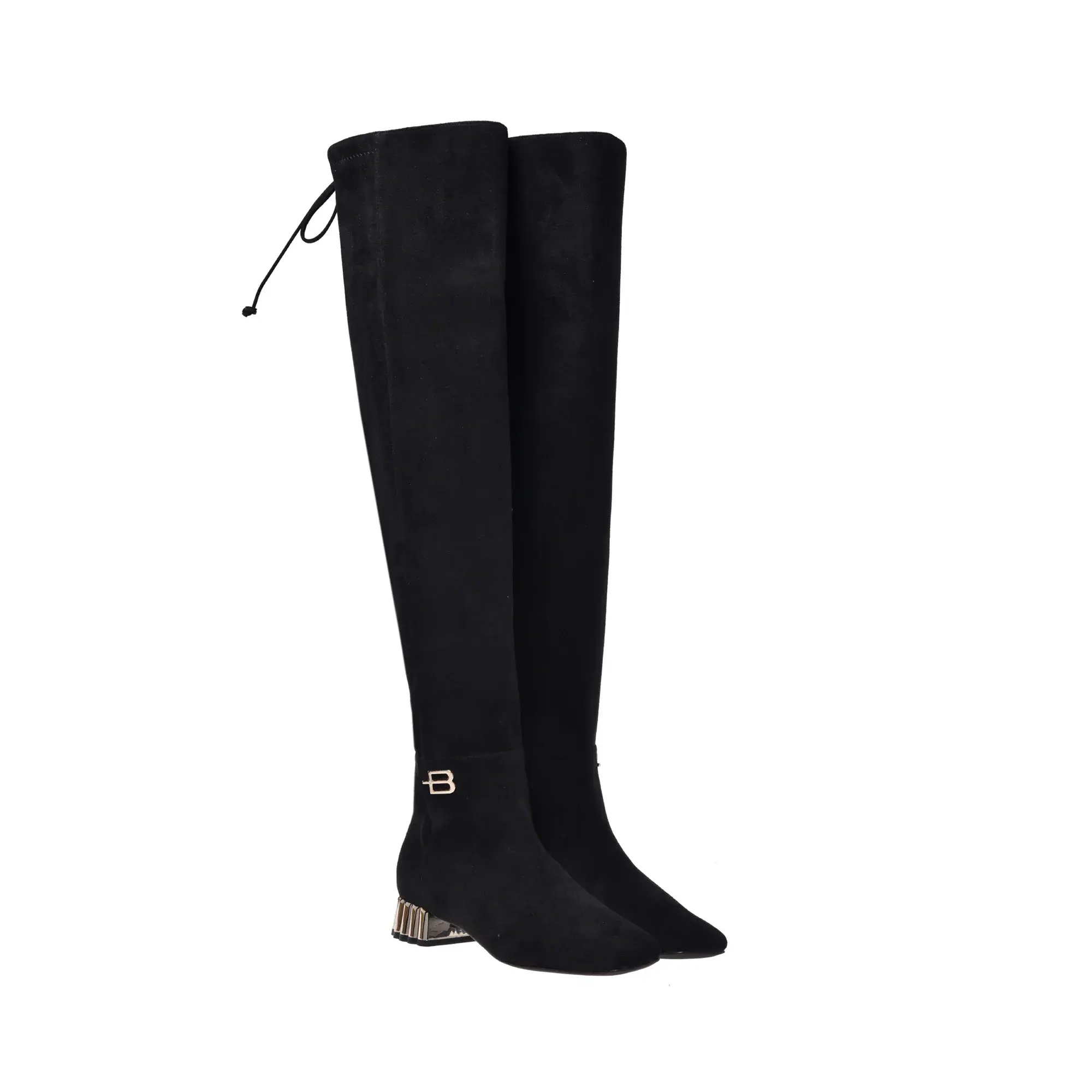 Overknee-Stiefel aus Wildleder mit Detail