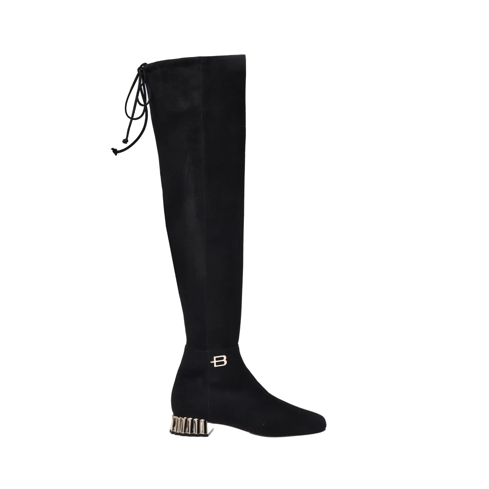Overknee-Stiefel aus Wildleder mit Detail