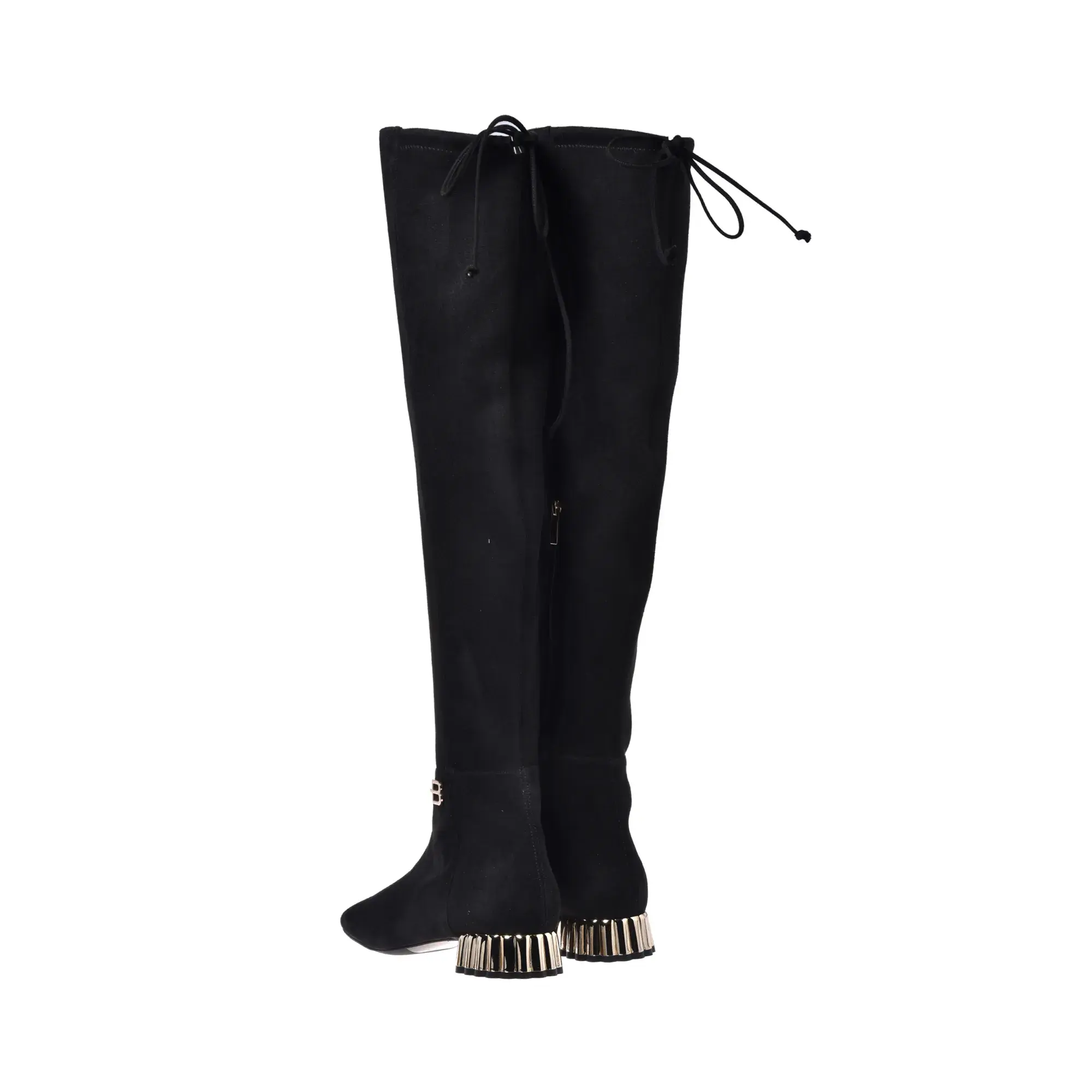 Overknee-Stiefel aus Wildleder mit Detail