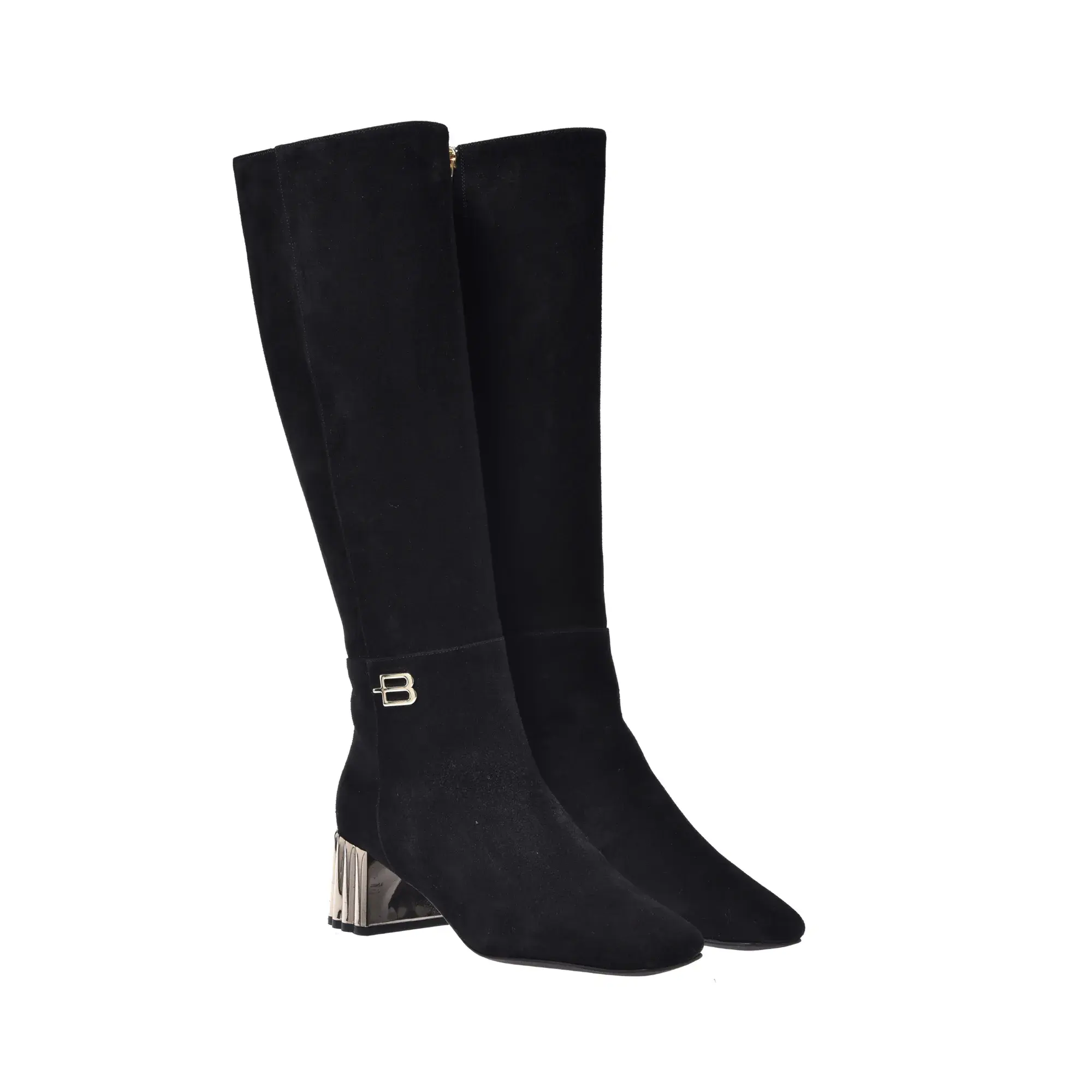 Schwarze Wildleder-Kniehohe Stiefel
