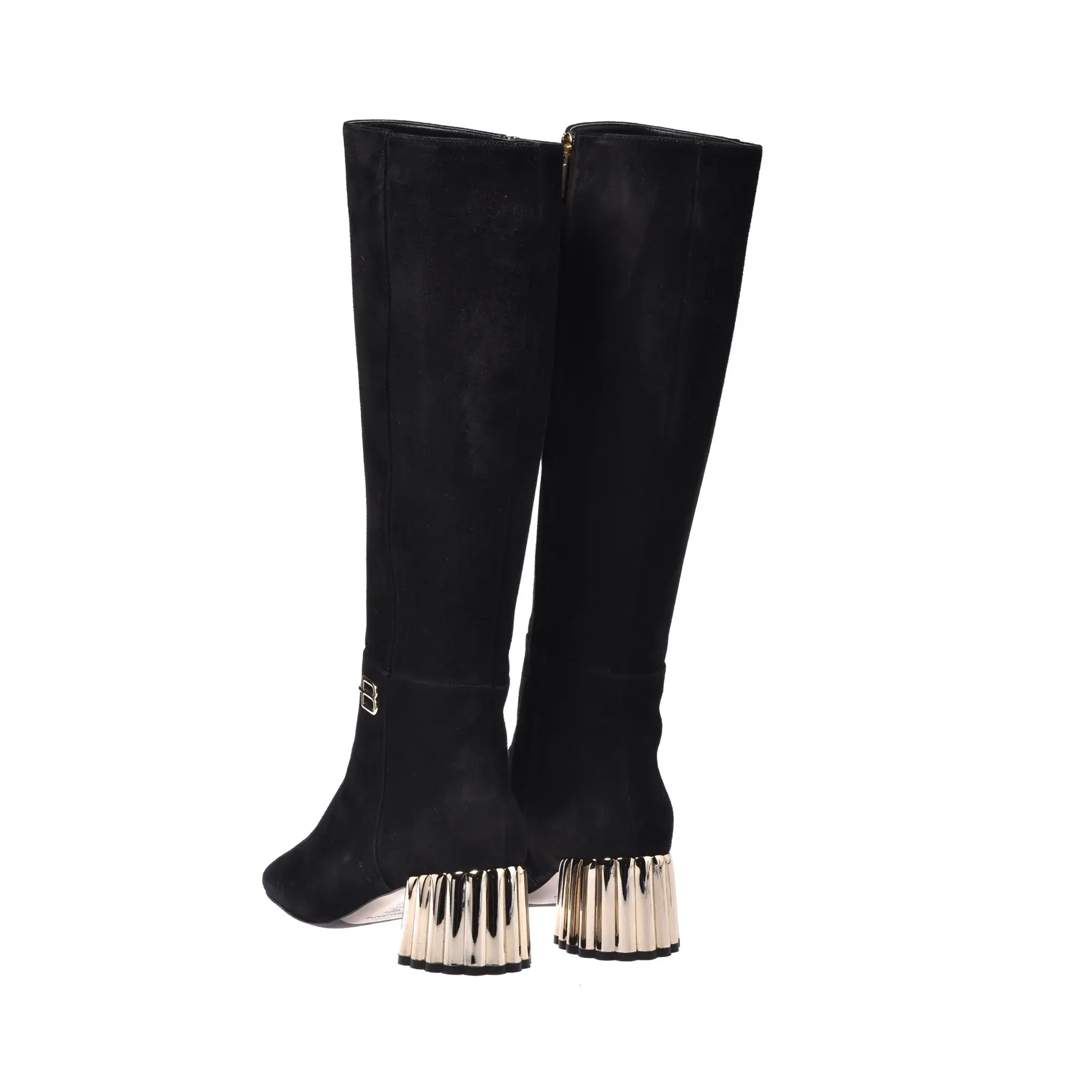 Schwarze Wildleder-Kniehohe Stiefel