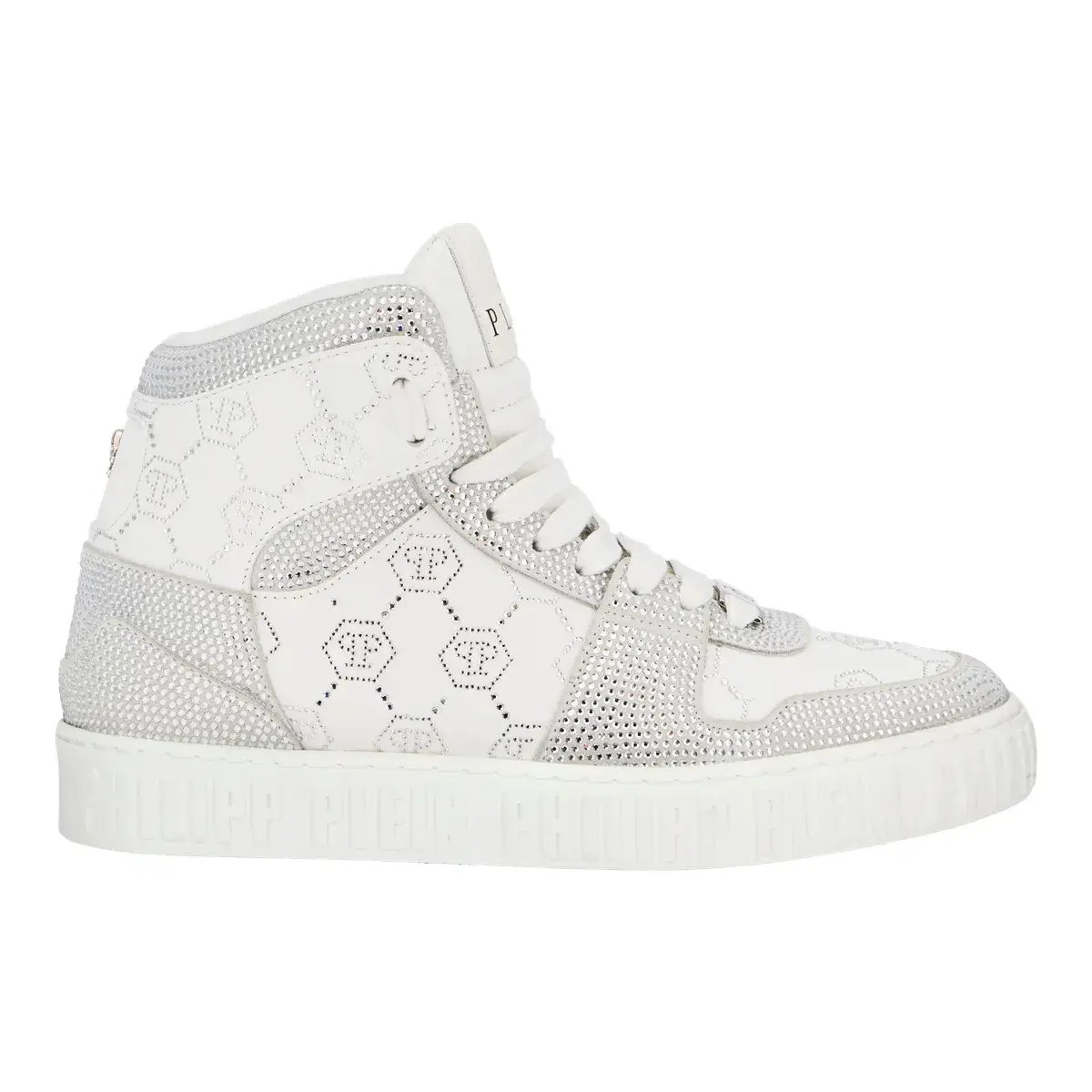 Strassbesetzte Leder High-Top Sneaker