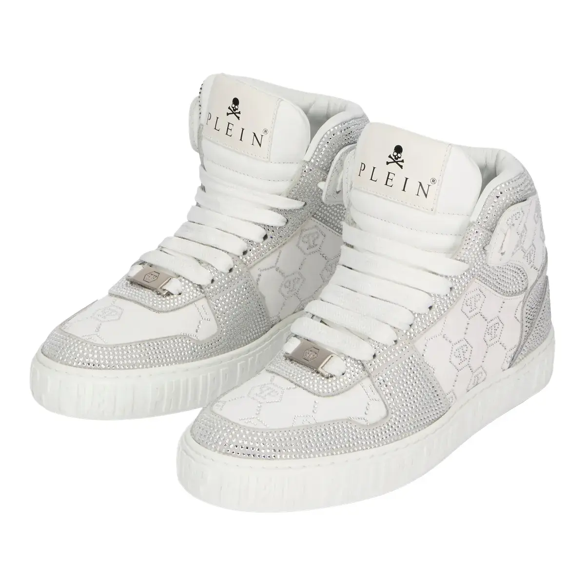 Strassbesetzte Leder High-Top Sneaker