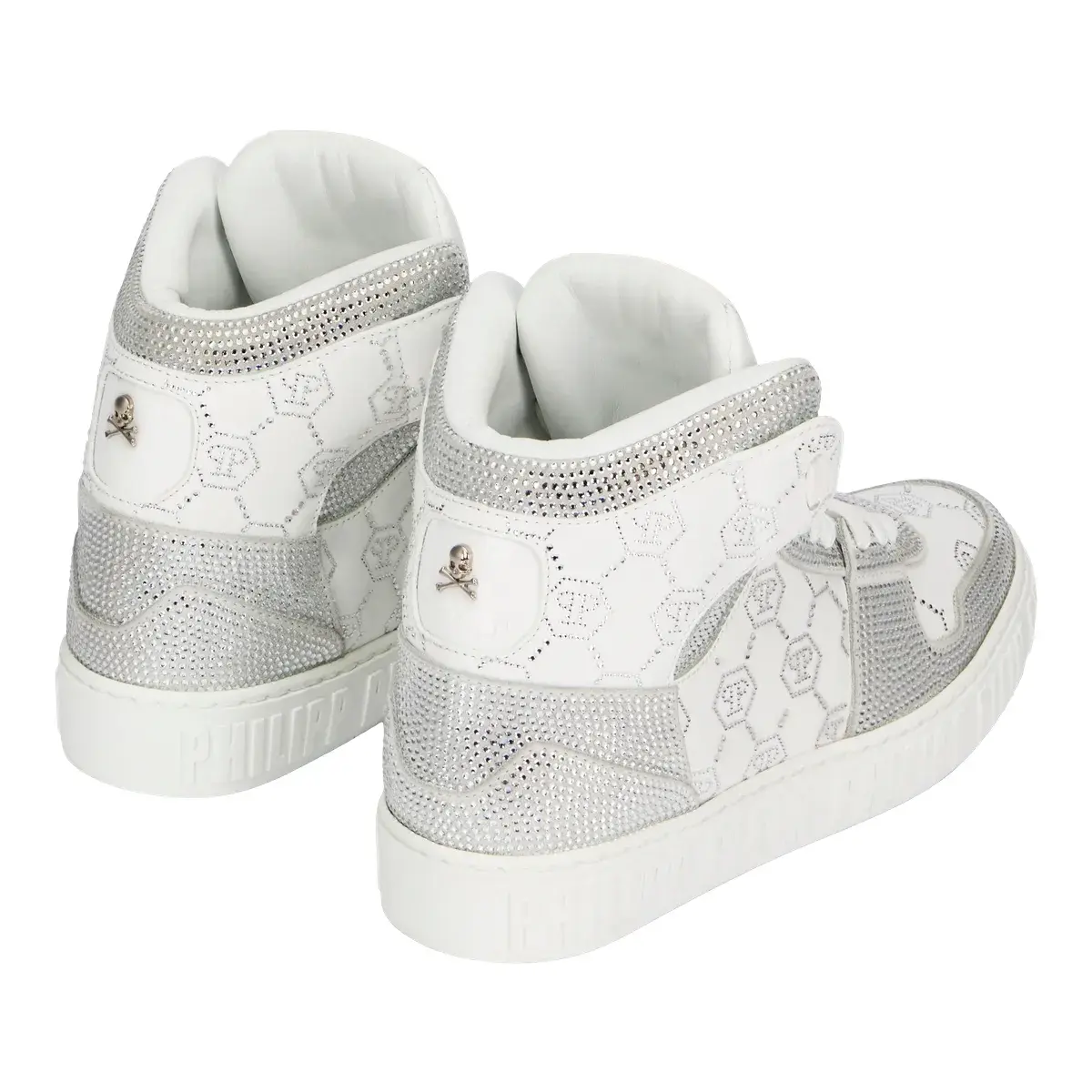Strassbesetzte Leder High-Top Sneaker